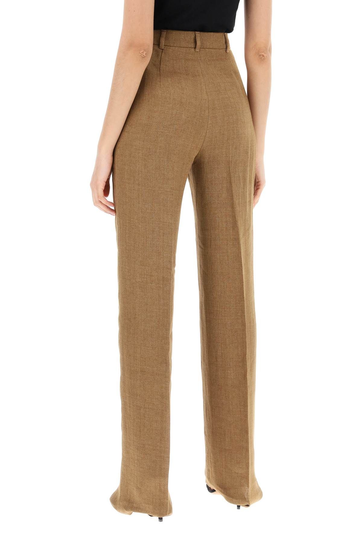 Shop Max Mara Linen Alcano Pants For In Brown