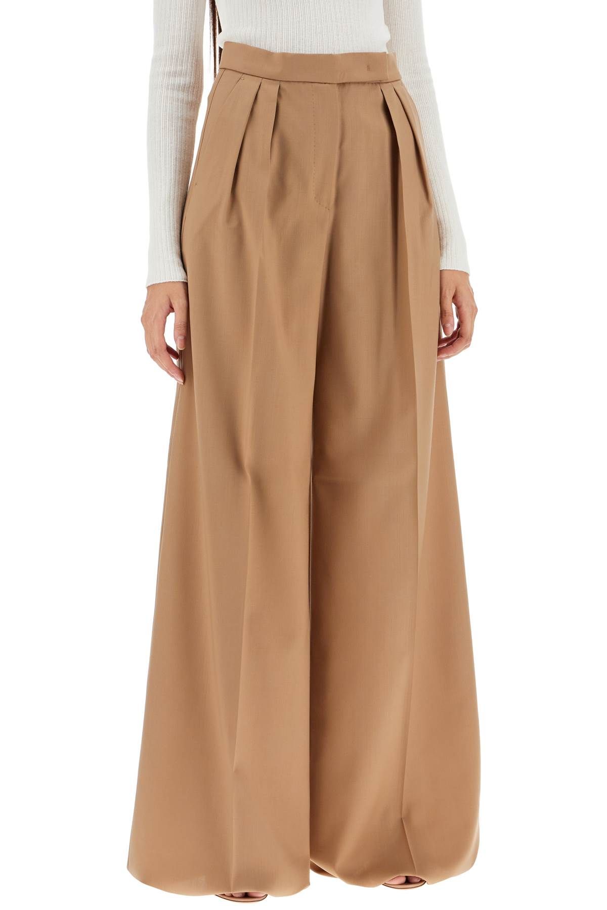 Shop Max Mara 'wide-leg Cool Wool Trousers 'r In Beige