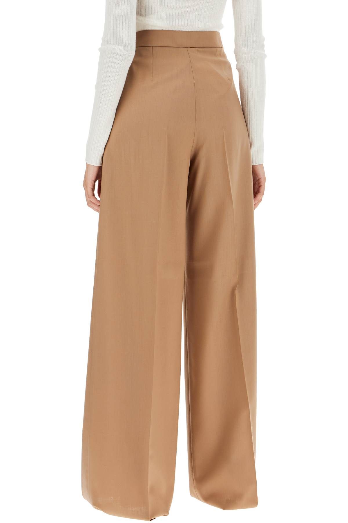 Shop Max Mara 'wide-leg Cool Wool Trousers 'r In Beige