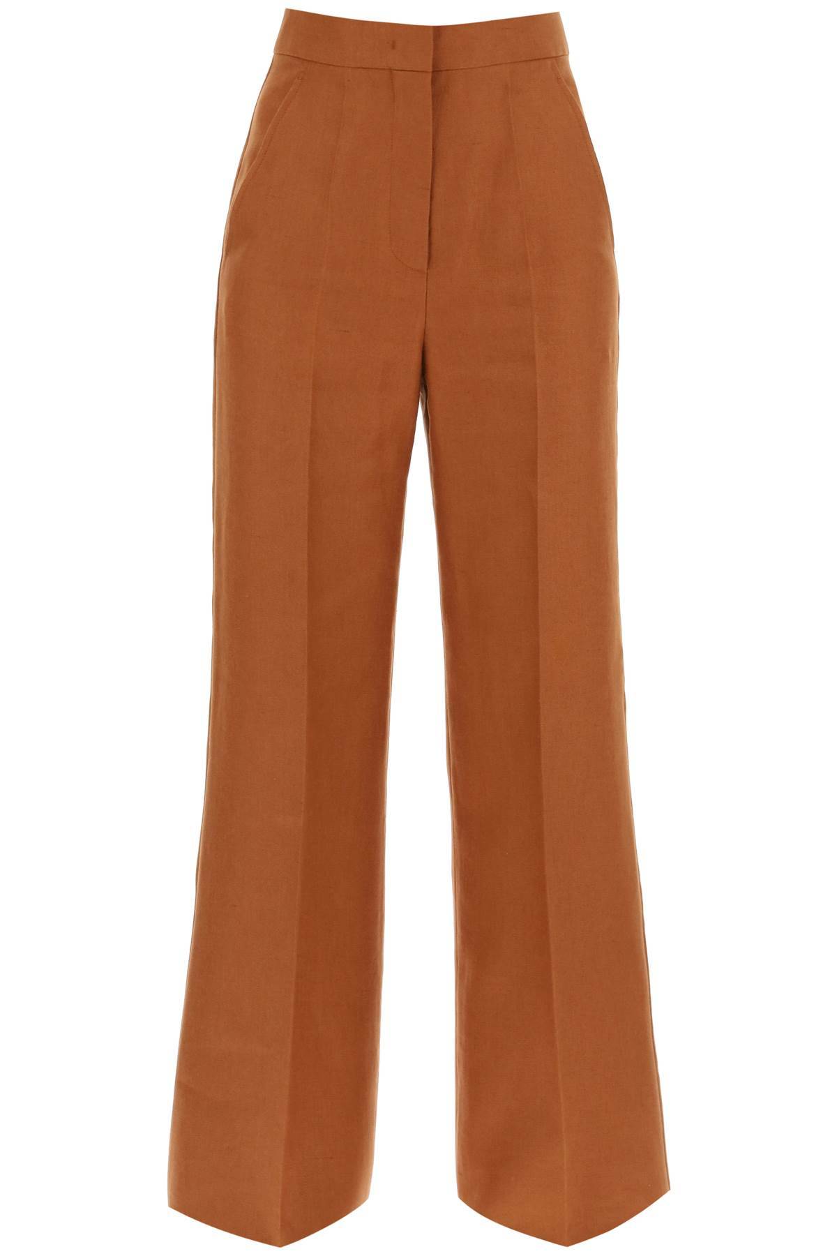 Max Mara Hangar Linen Wide-leg Pants In Brown