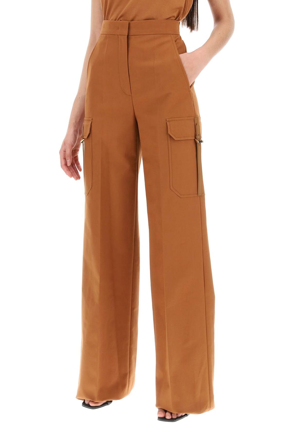 Shop Max Mara Stretch Satin Cargo Pants For Men/w In Brown