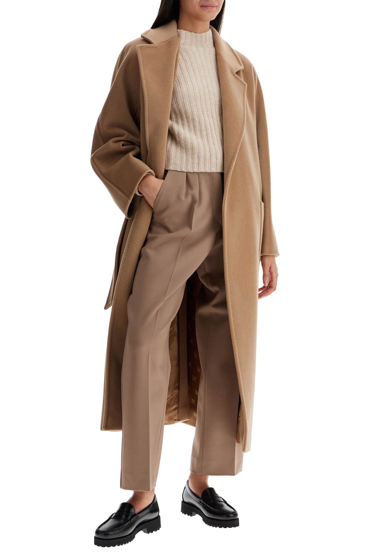 Shop Max Mara 'verbano' Stretch Wool In Beige