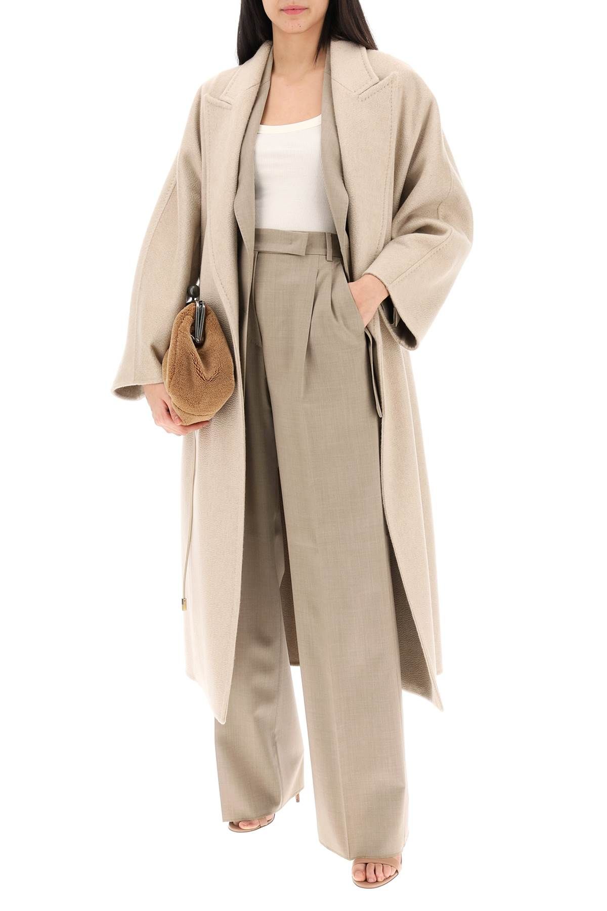 Shop Max Mara Nambo Double Pleat Trousers In Beige