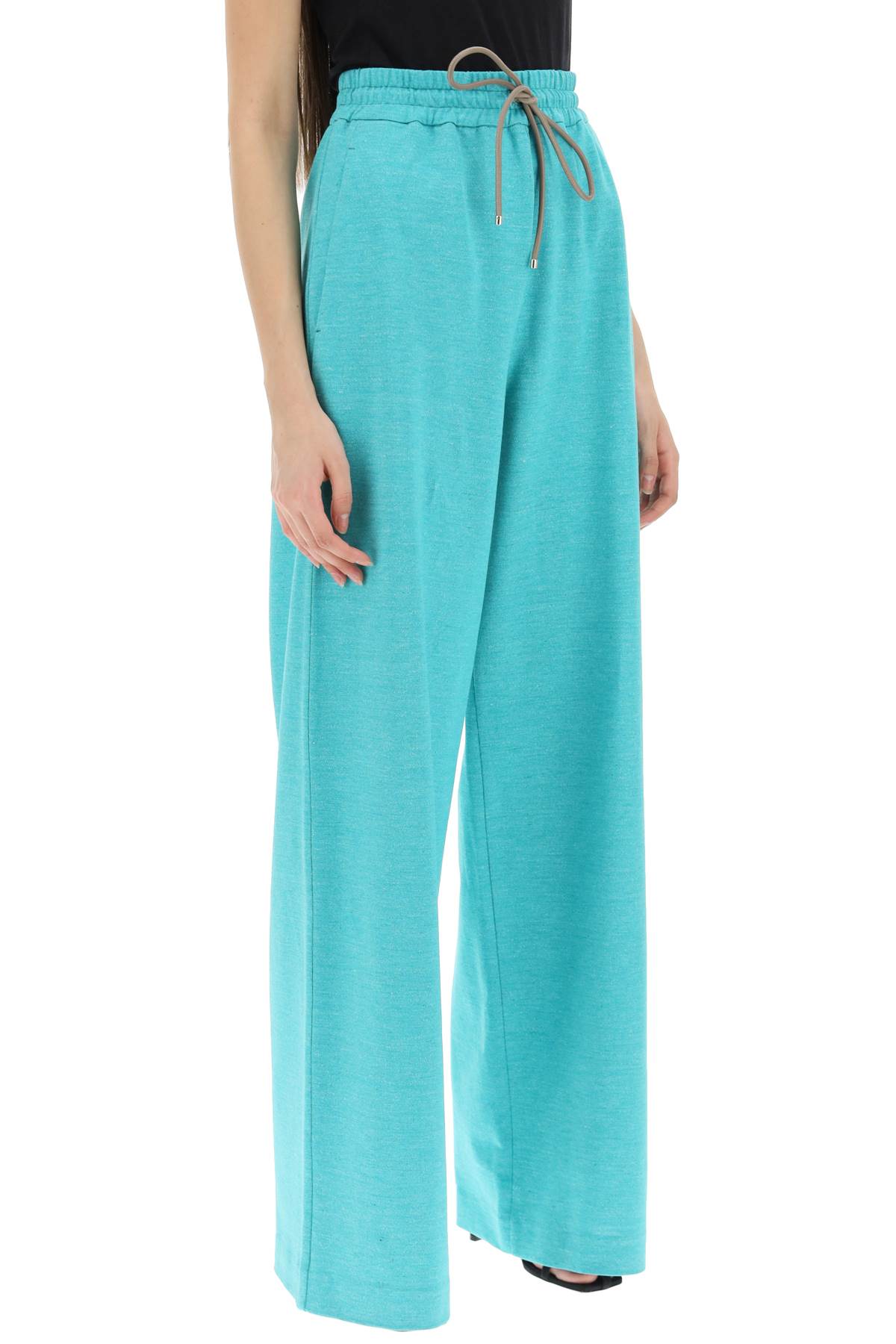 Shop Max Mara 'eolie' Cotton And Linen Wide-leg Pants In Green