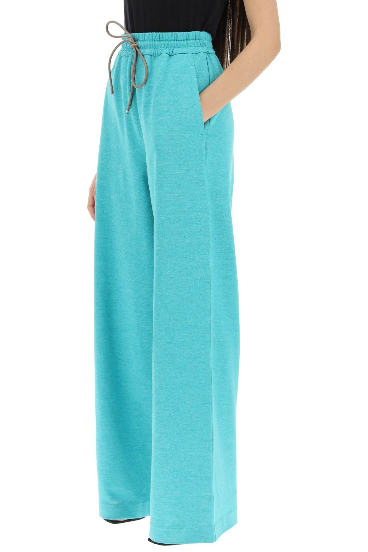 Shop Max Mara 'eolie' Cotton And Linen Wide-leg Pants In Green
