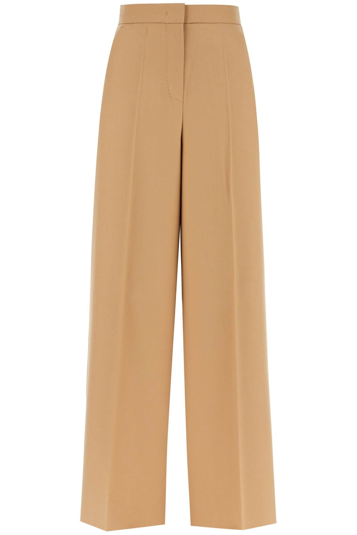 Shop Max Mara 'senna' Wool Palazzo Pants In Beige