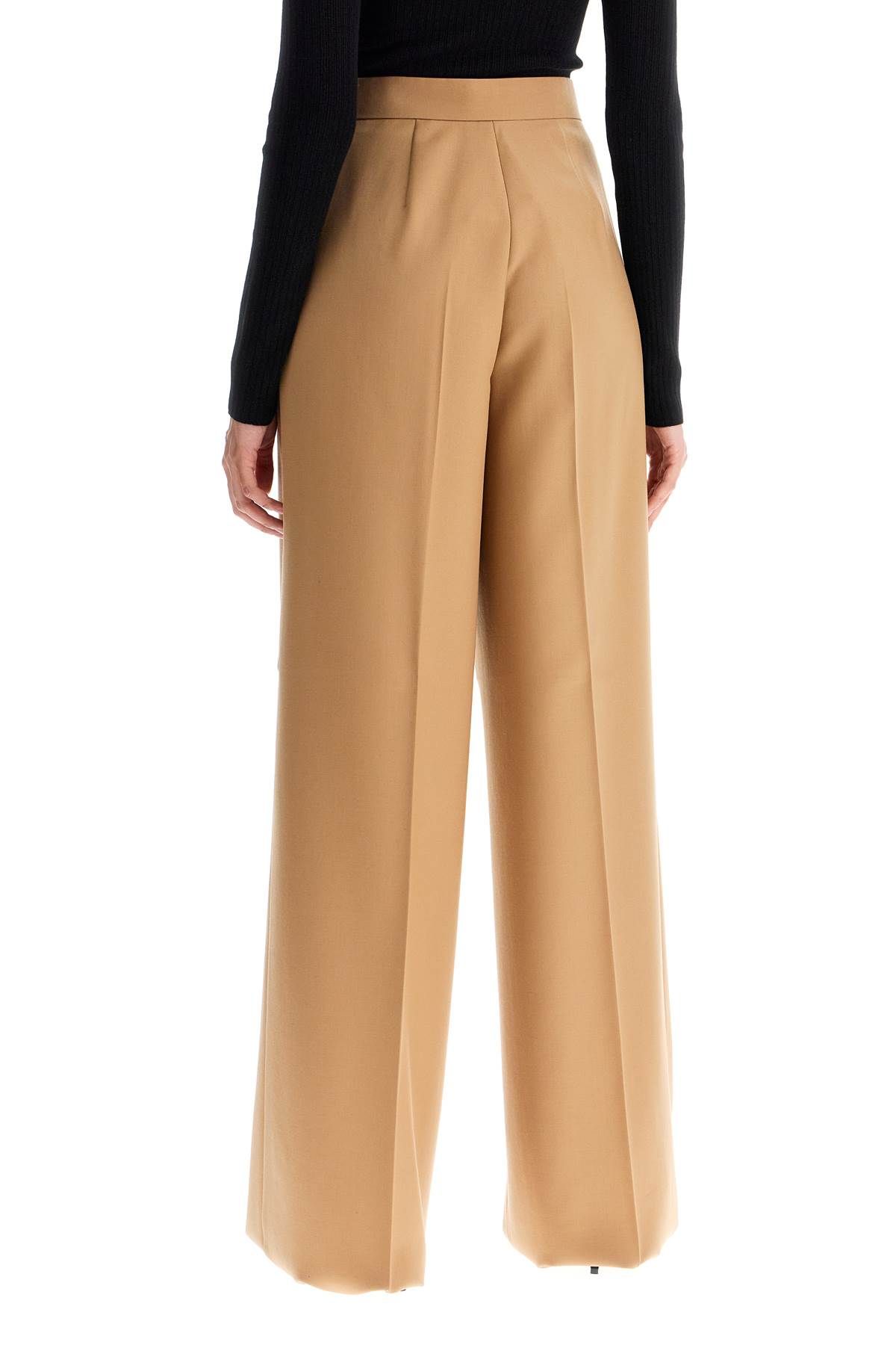 Shop Max Mara 'senna' Wool Palazzo Pants In Beige