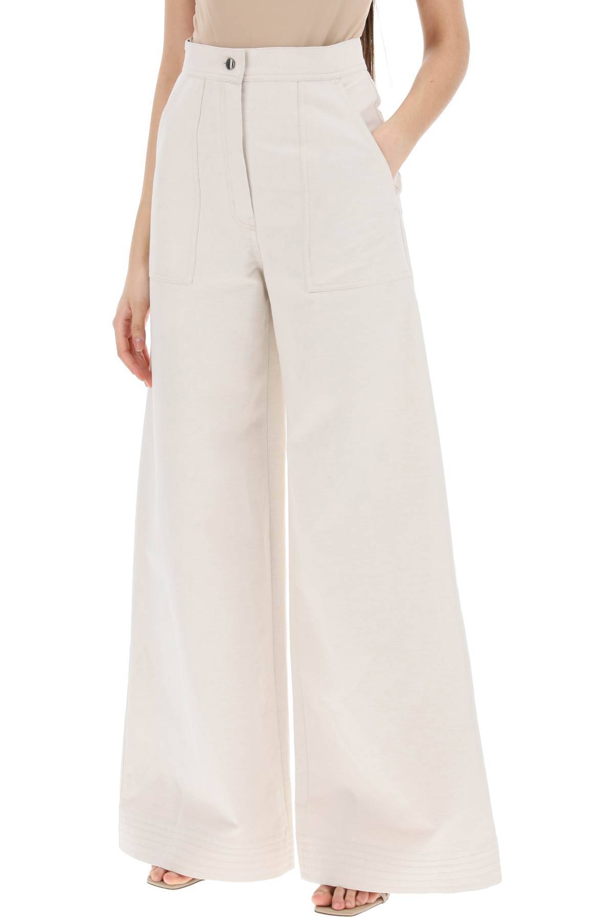 Shop Max Mara 'oboli' Wide-leg Workwear In White,neutro