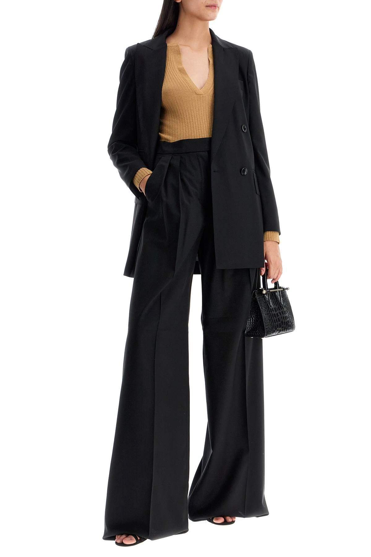 Shop Max Mara 'wide-leg Cool Wool Trousers 'r In Black