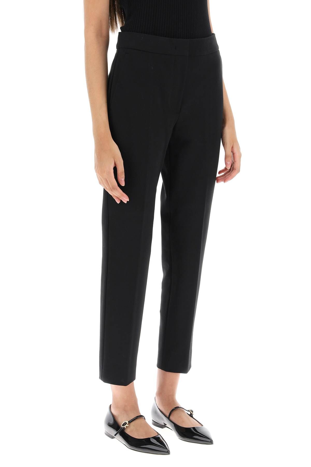 Shop Max Mara 'pegno' Cigarette Pants In Jersey In Black