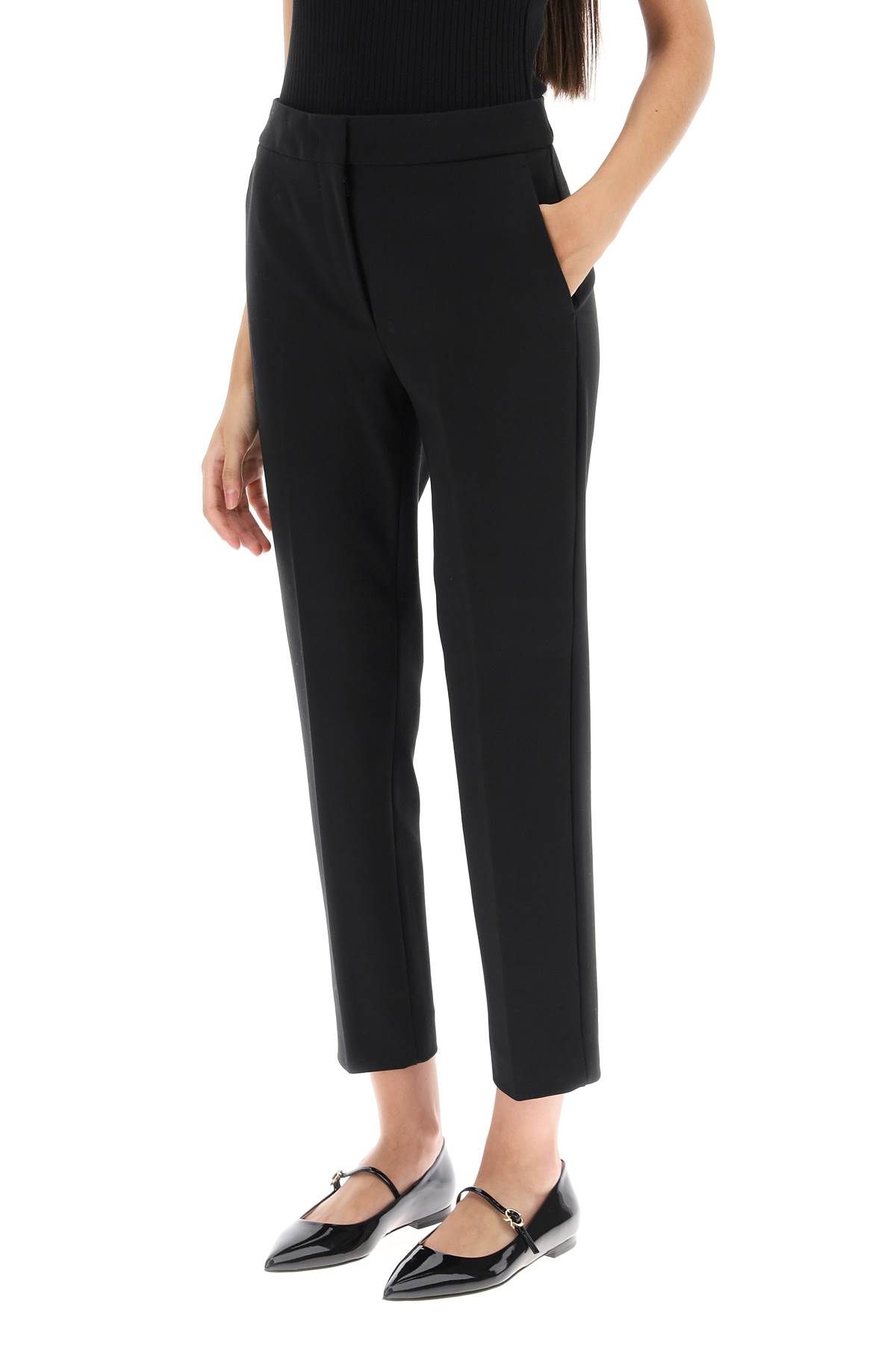 Shop Max Mara 'pegno' Cigarette Pants In Jersey In Black