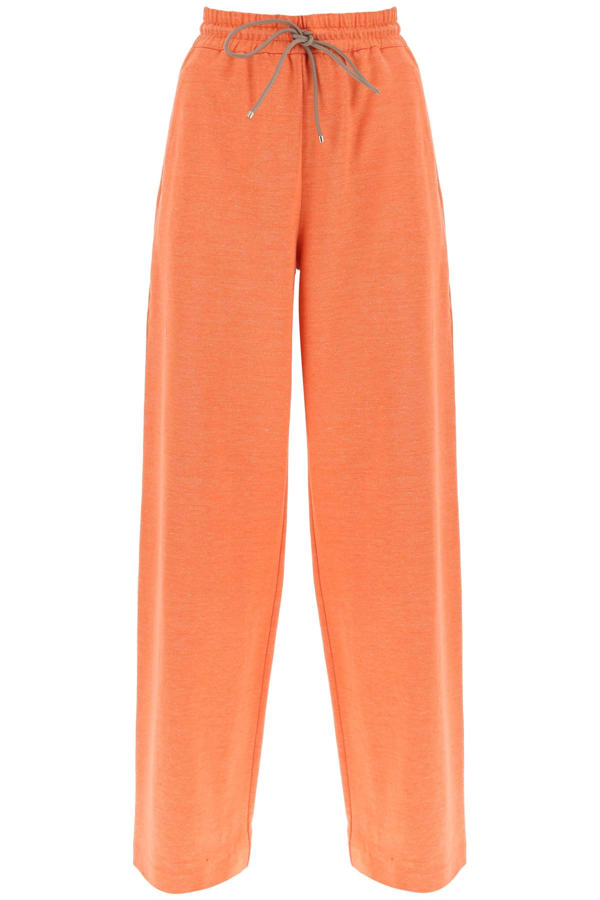 Max Mara 'eolie' Cotton And Linen Wide-leg Pants In Orange