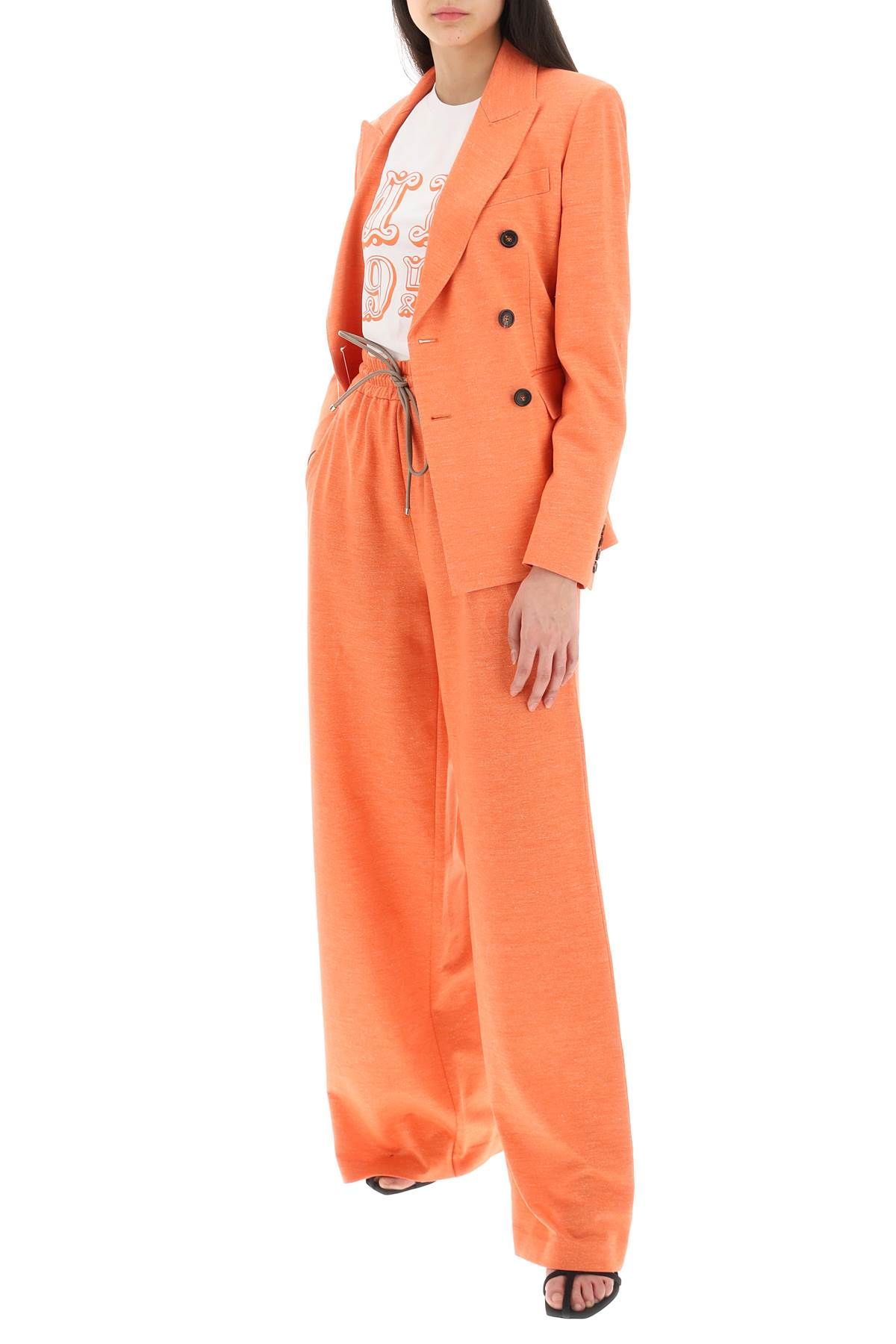 Shop Max Mara 'eolie' Cotton And Linen Wide-leg Pants In Orange
