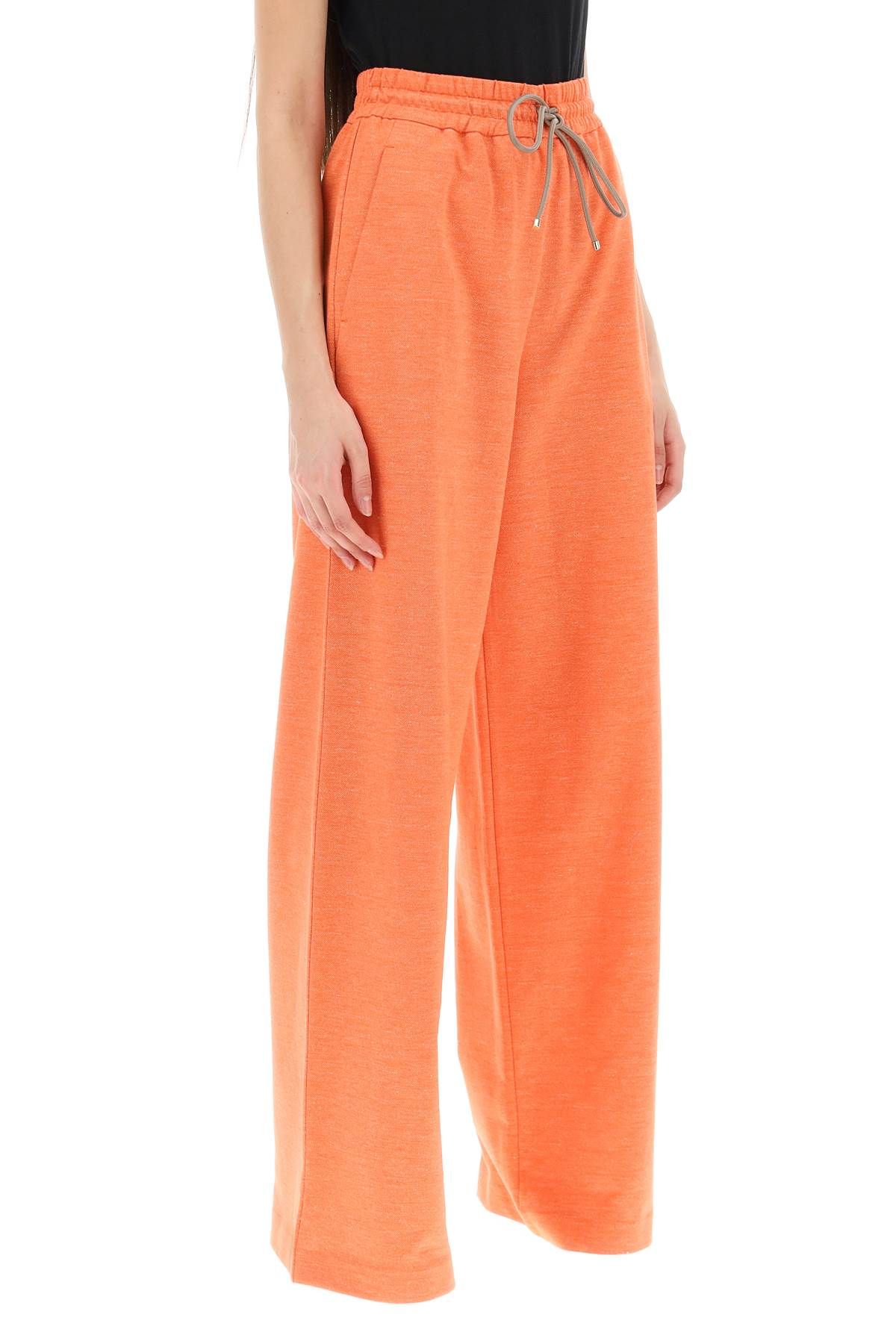 Shop Max Mara 'eolie' Cotton And Linen Wide-leg Pants In Orange