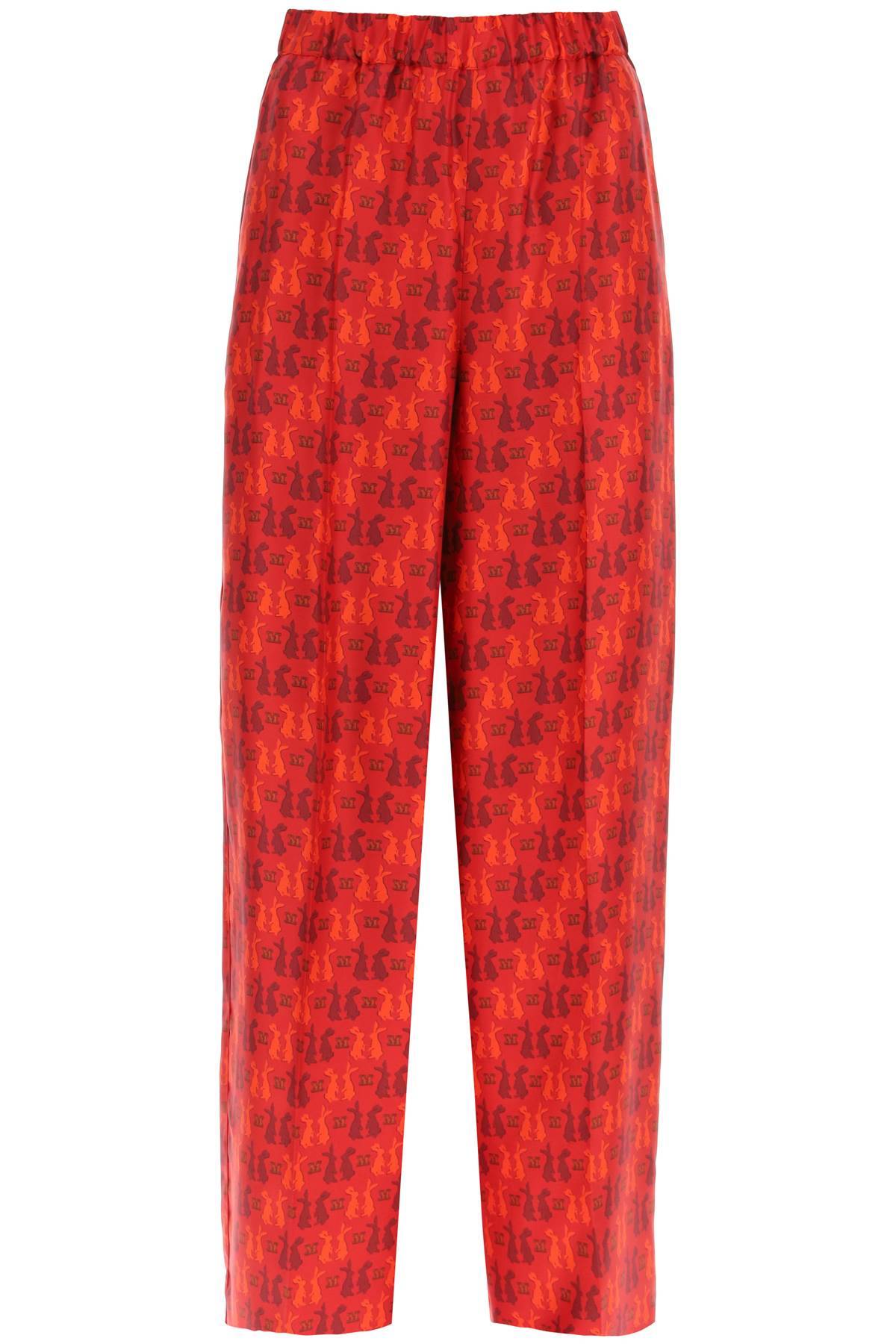 Max Mara Printed Silk Pyjamas Trousers In Red