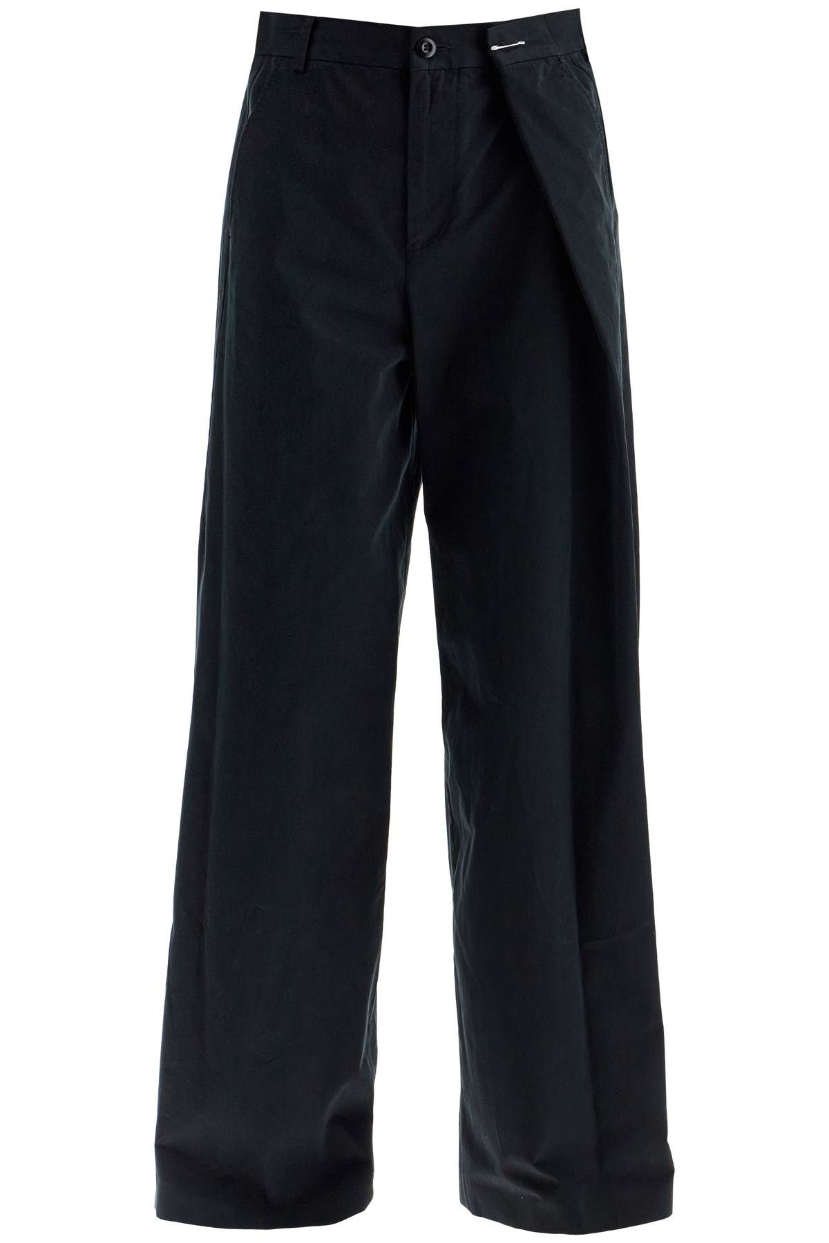 Shop Mm6 Maison Margiela Wide-legged Pants With Pleats In Black