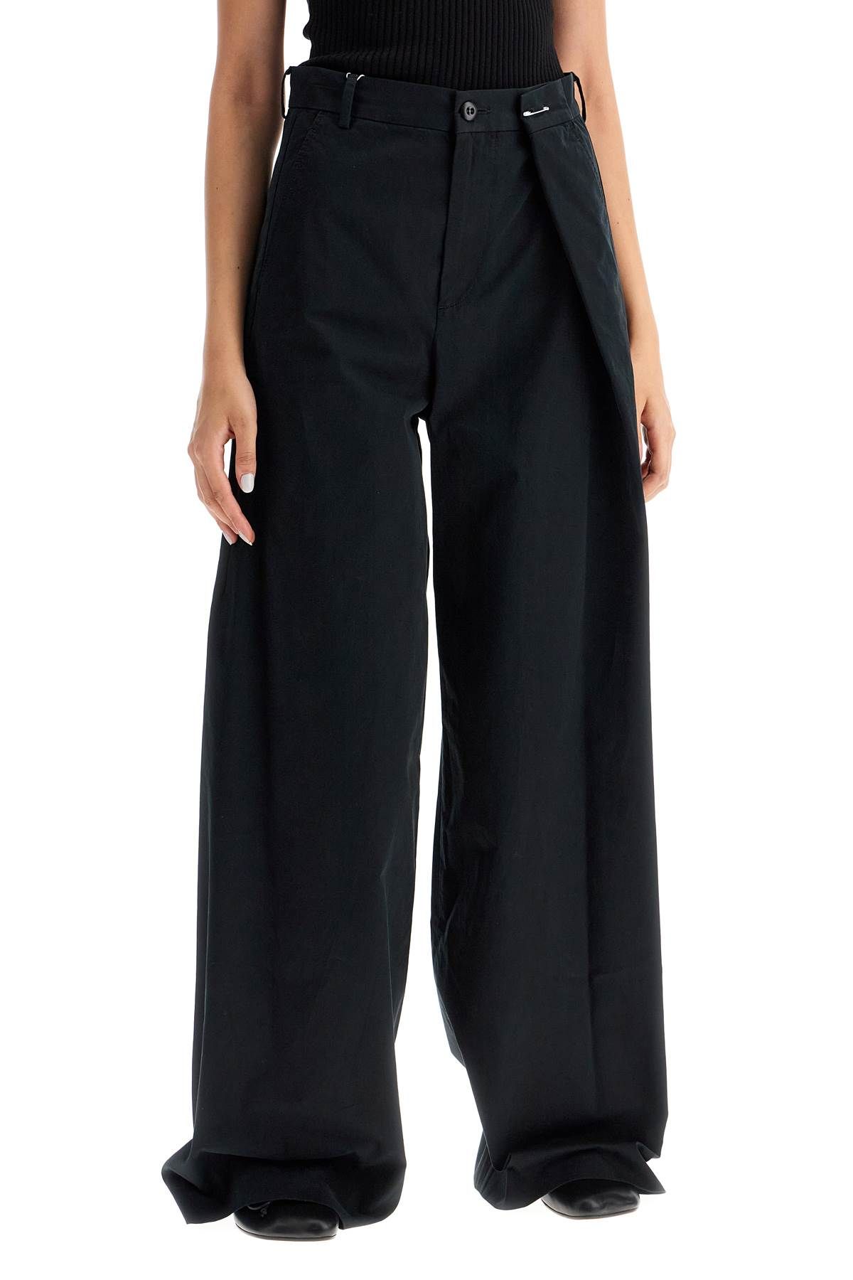 Shop Mm6 Maison Margiela Wide-legged Pants With Pleats In Black