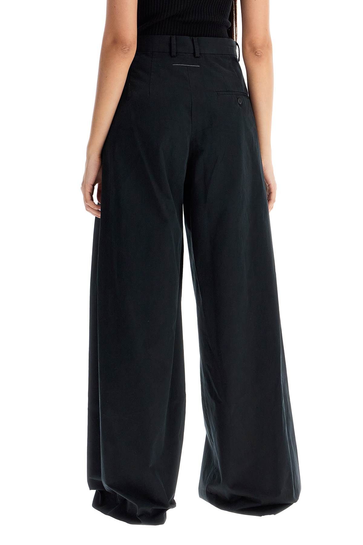 Shop Mm6 Maison Margiela Wide-legged Pants With Pleats In Black