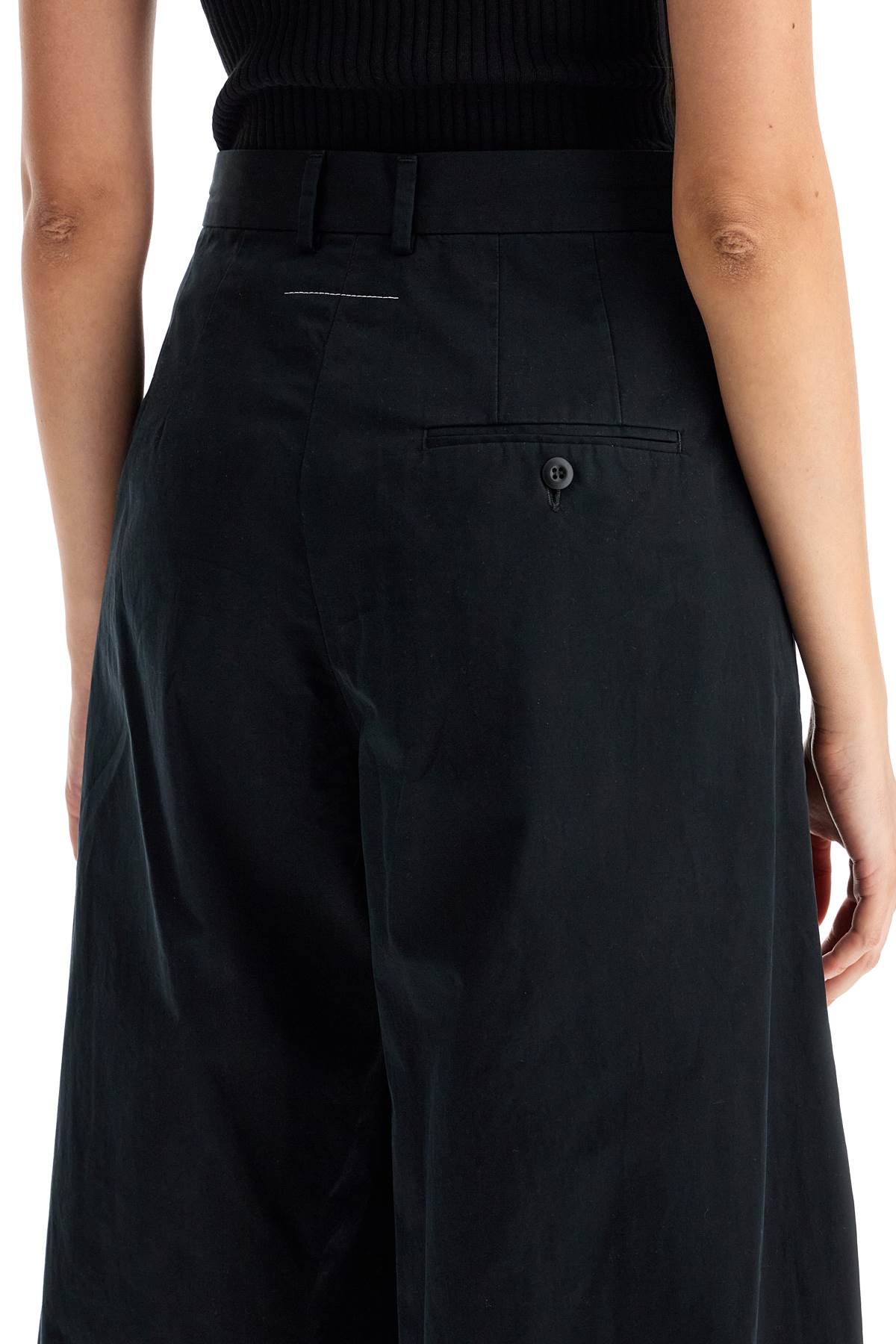 Shop Mm6 Maison Margiela Wide-legged Pants With Pleats In Black