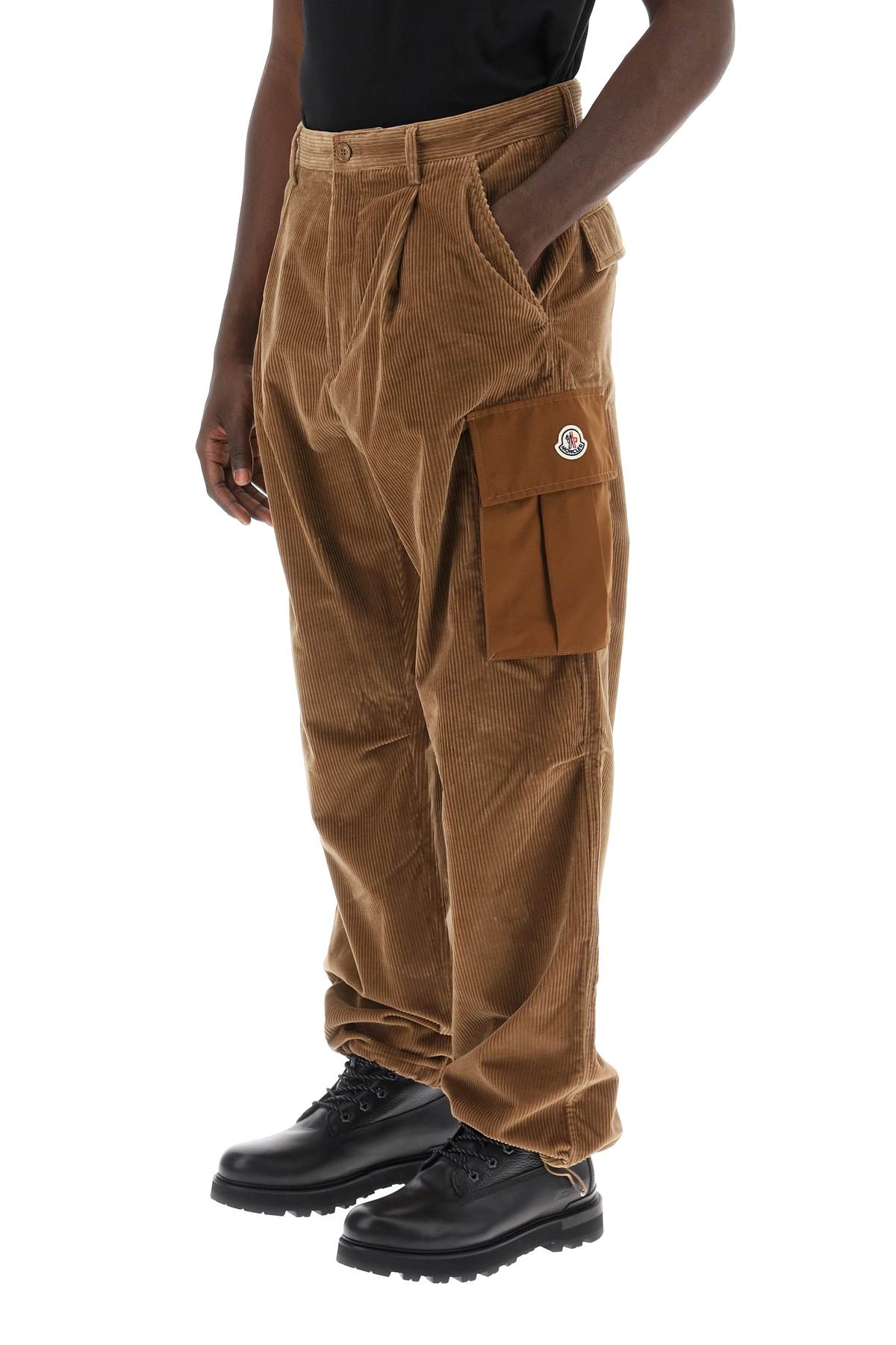 Shop Moncler Corduroy Cargo Pants In Brown