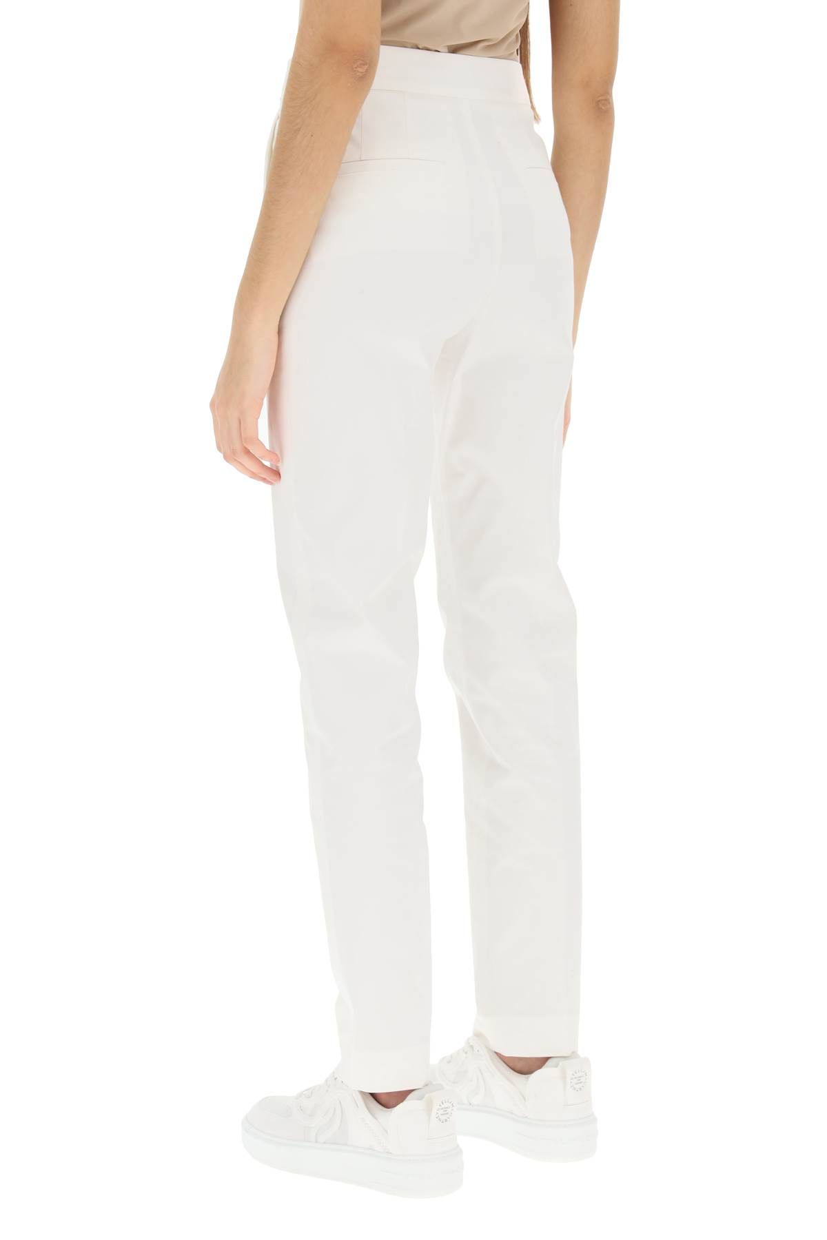 Shop Moncler Cotton Cigarette Pants In White