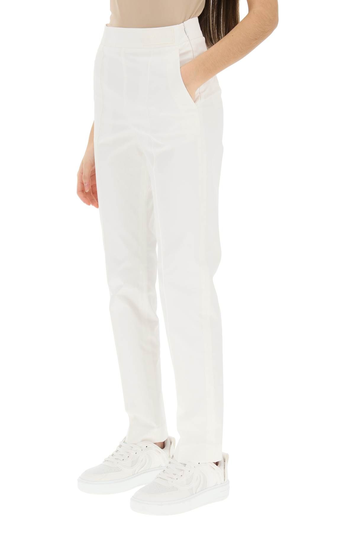 Shop Moncler Cotton Cigarette Pants In White