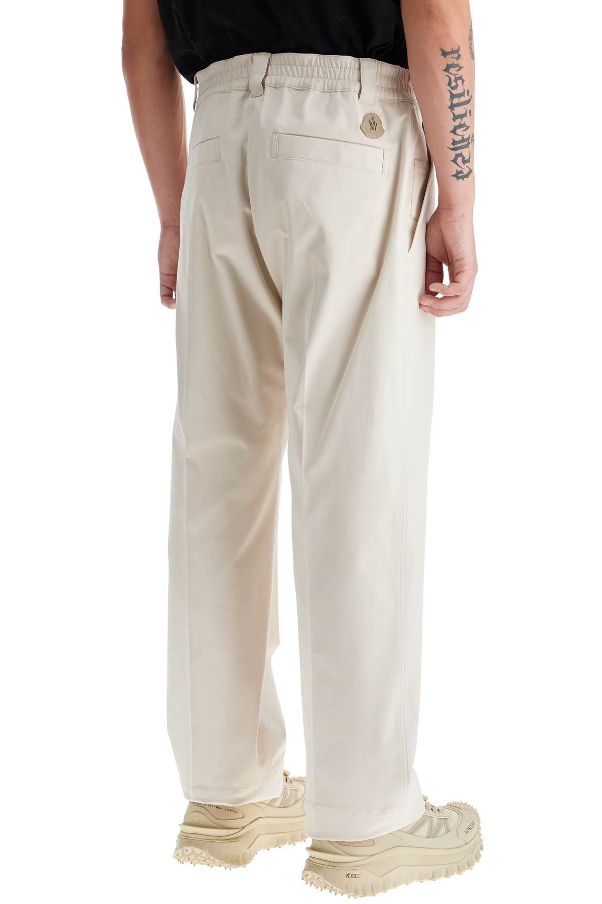 Shop Moncler Cotton Drill Pants In Eight Words In Beige