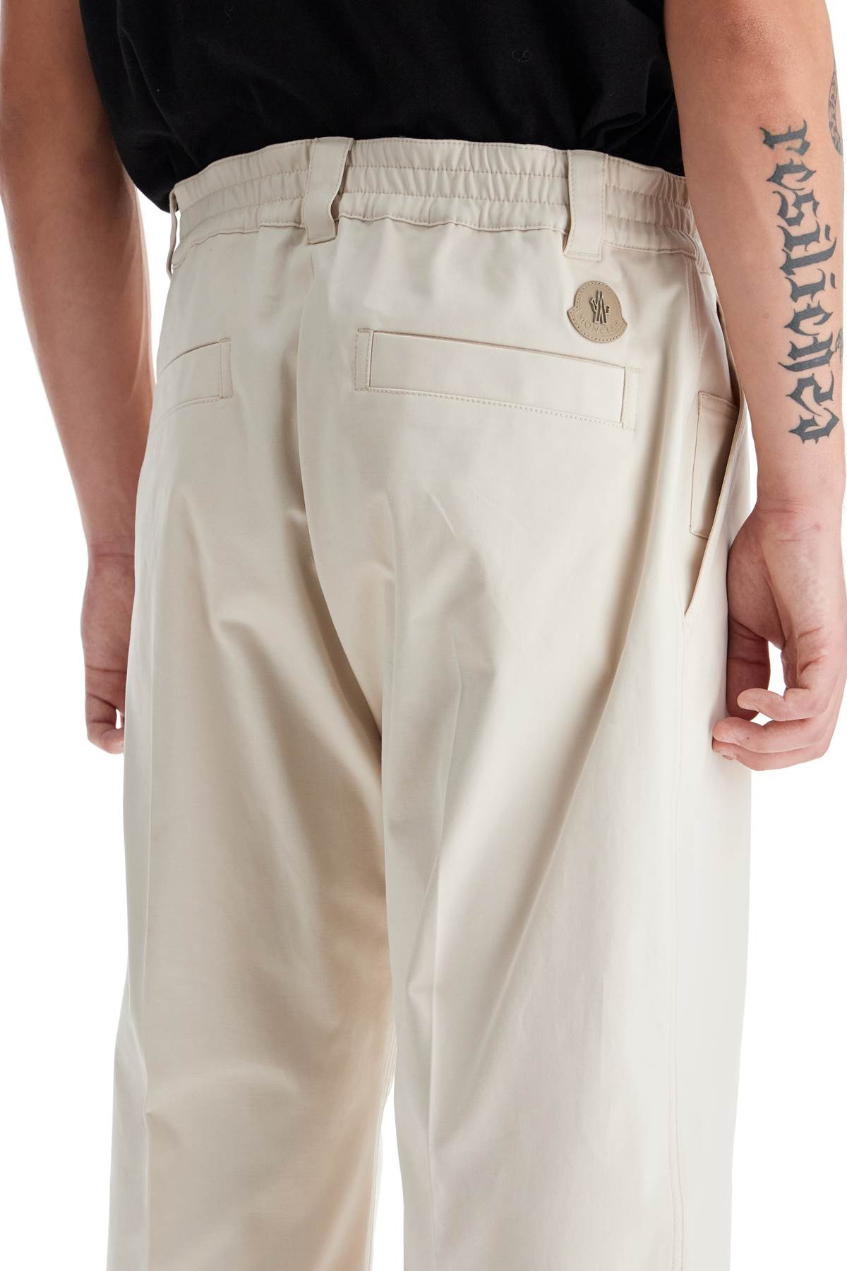 Shop Moncler Cotton Drill Pants In Eight Words In Beige