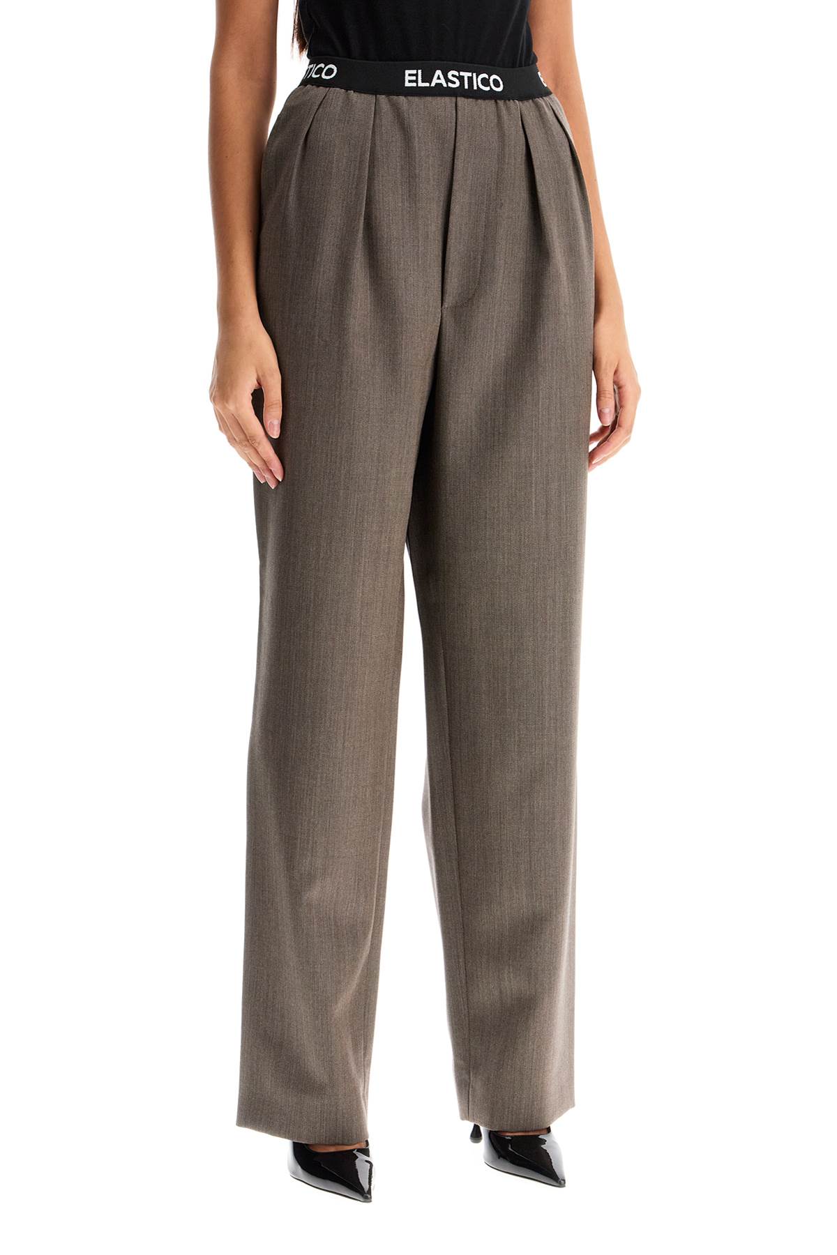 Shop Moschino Elastic Waistband Pants In Brown