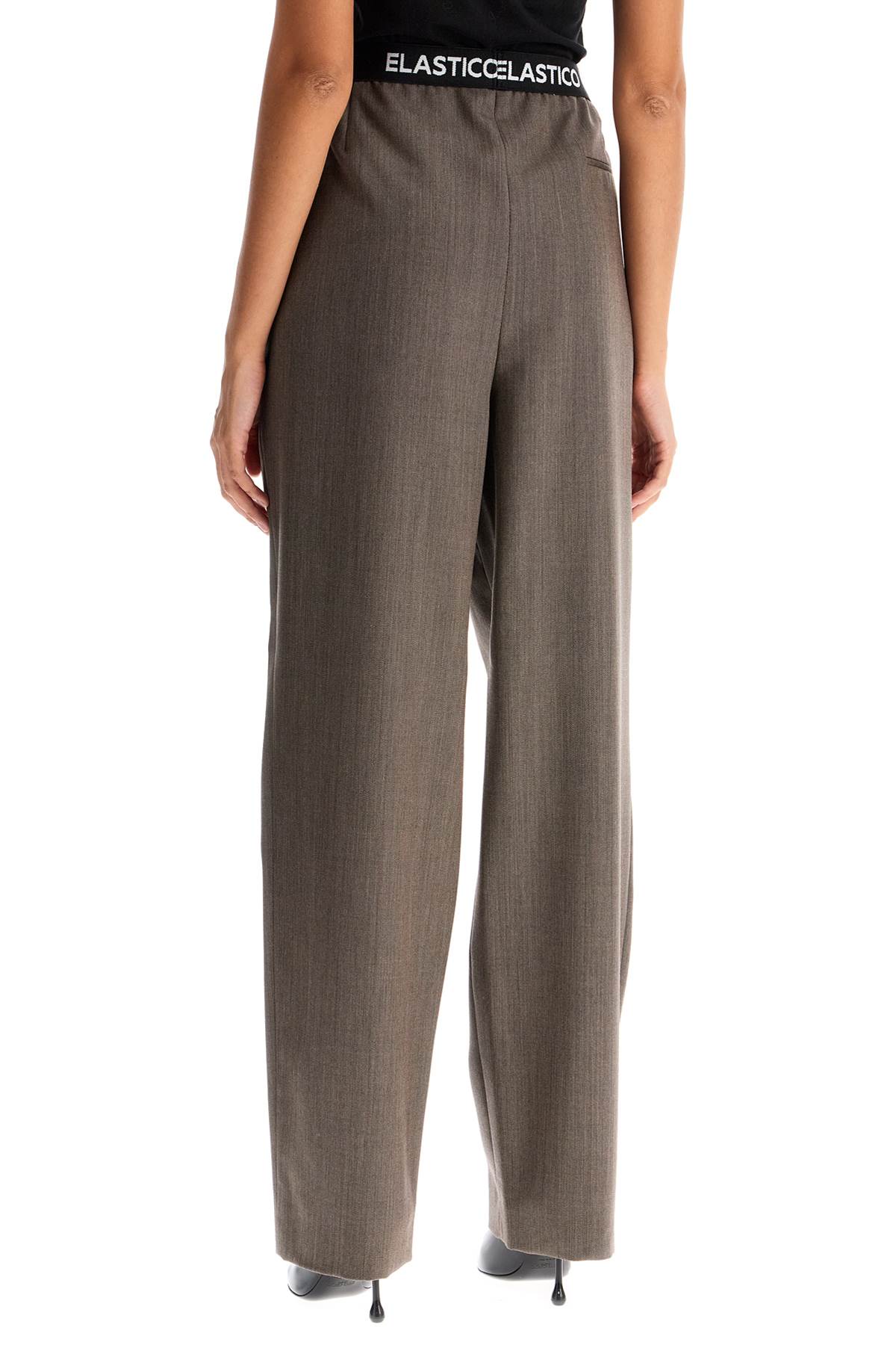 Shop Moschino Elastic Waistband Pants In Brown