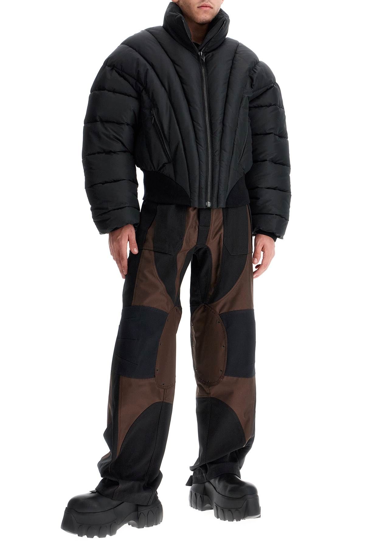 Shop Mugler Patchwork Cargo Pants With In Brown