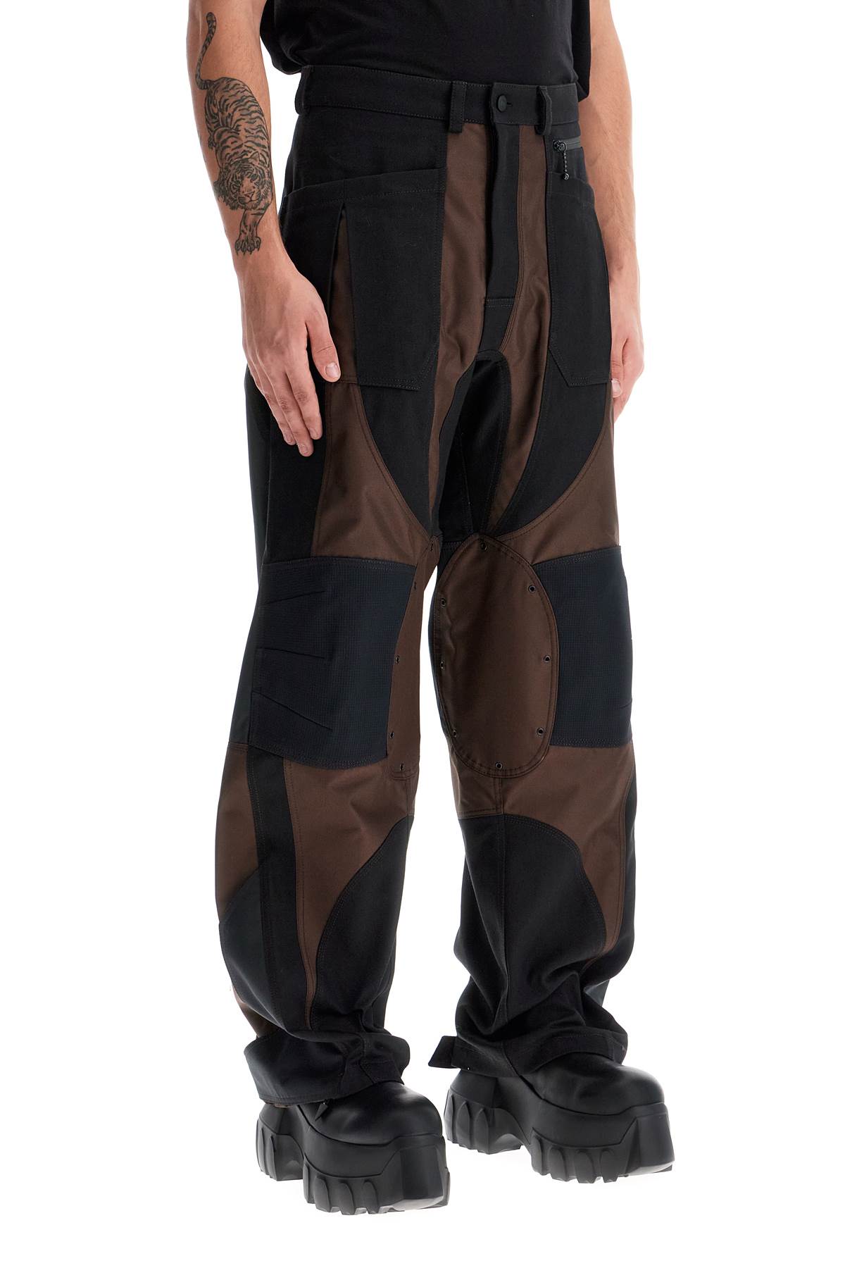 Shop Mugler Patchwork Cargo Pants With In Brown