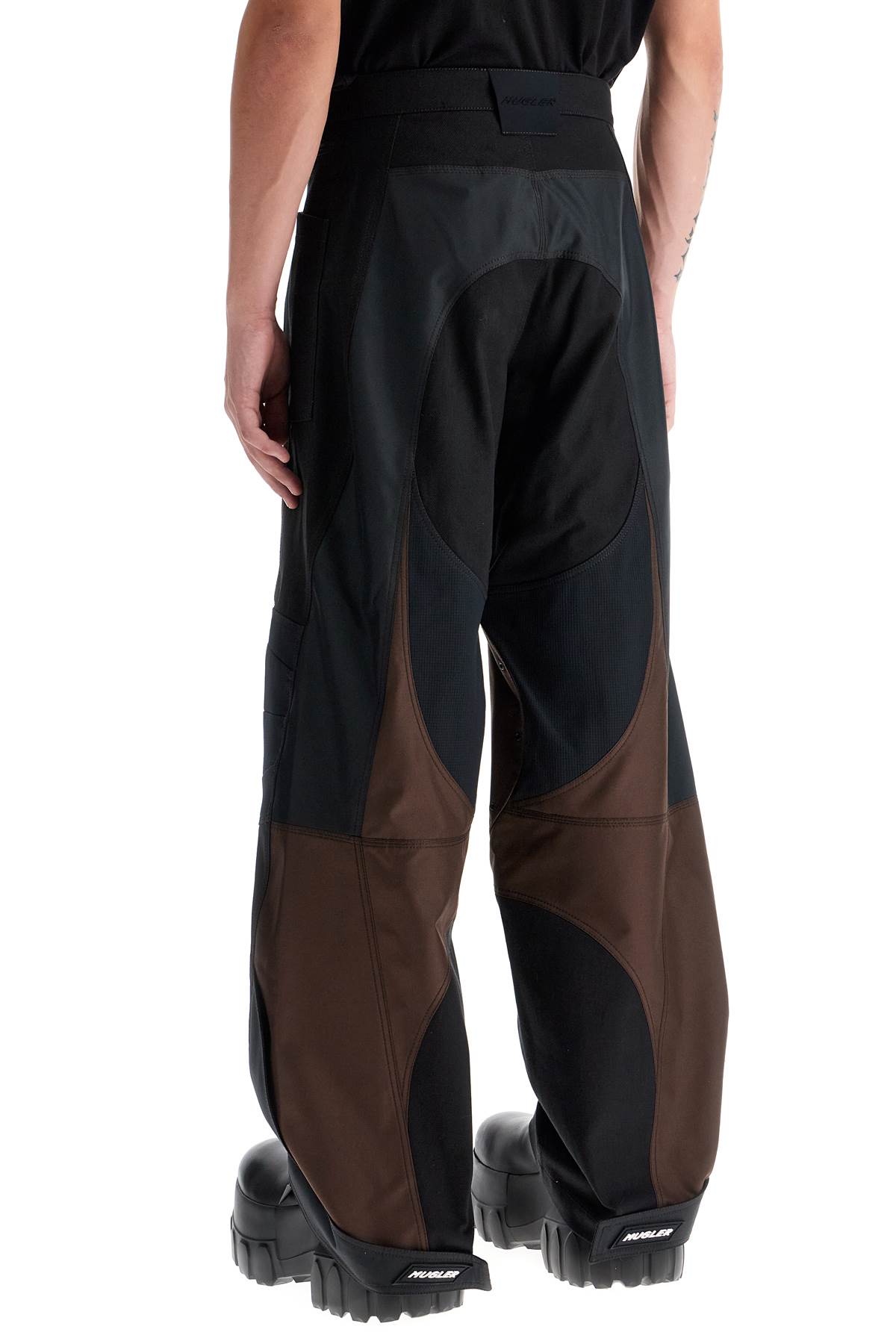 Shop Mugler Patchwork Cargo Pants With In Brown