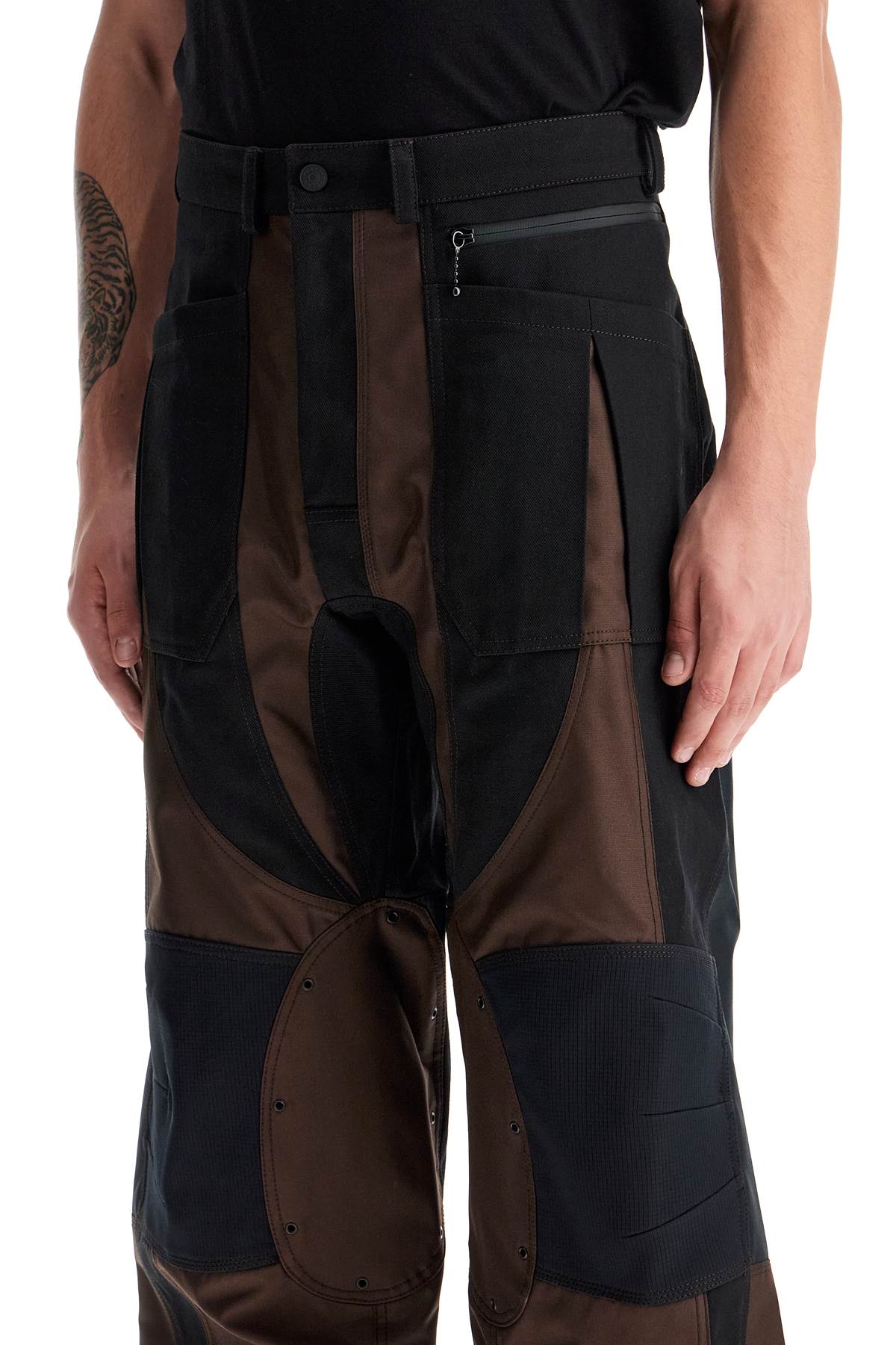 Shop Mugler Patchwork Cargo Pants With In Brown