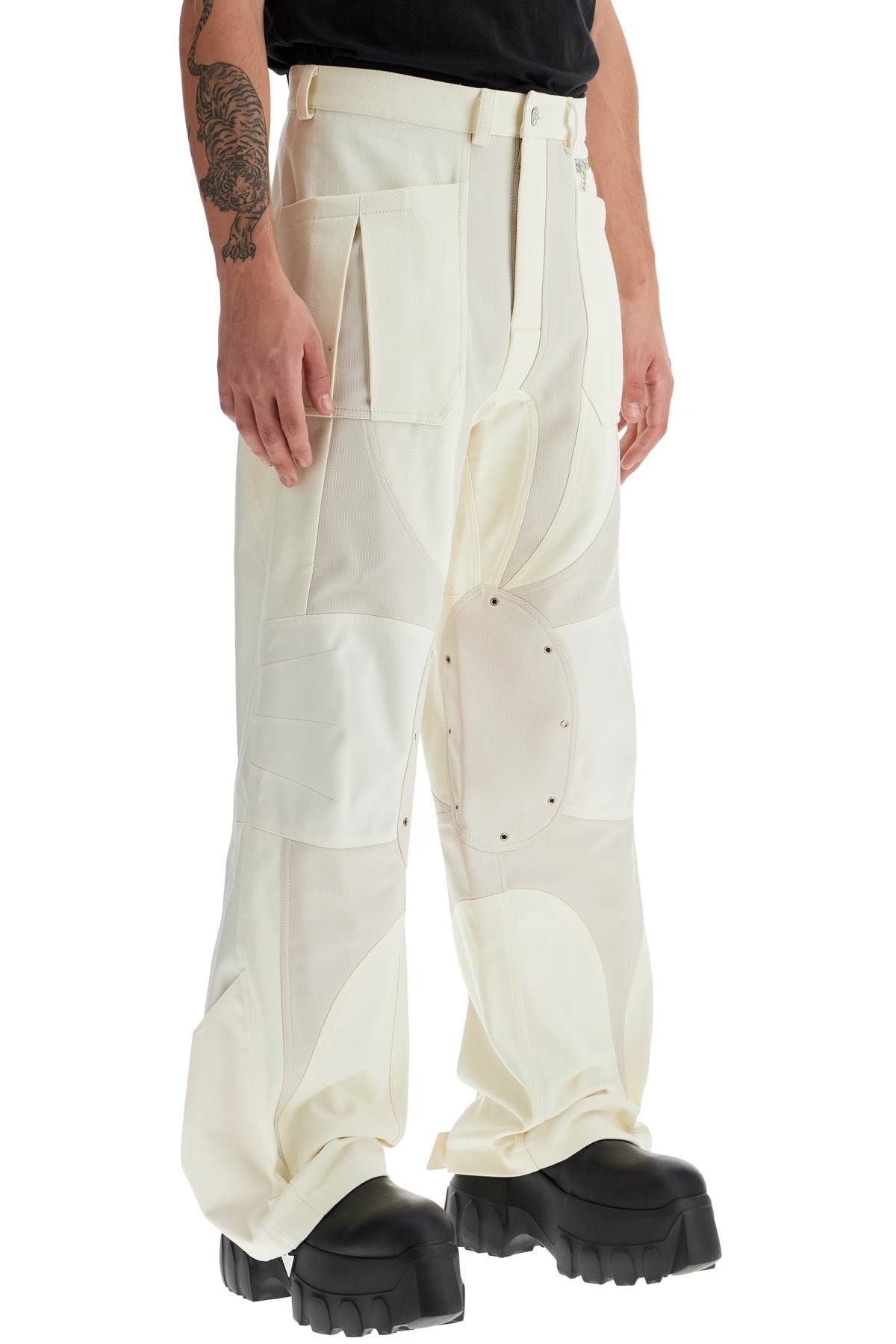 Shop Mugler Patchwork Cargo Pants With In Neutro