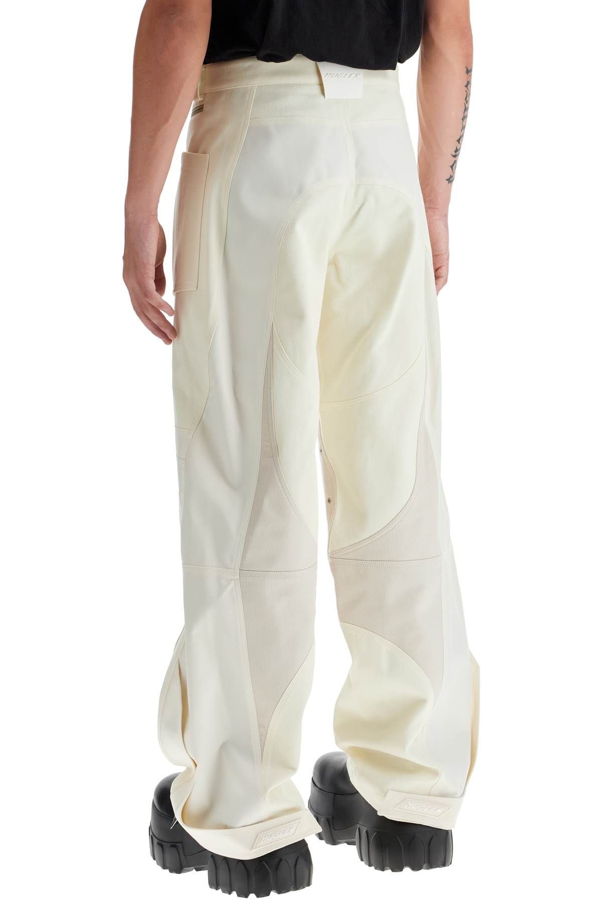 Shop Mugler Patchwork Cargo Pants With In Neutro