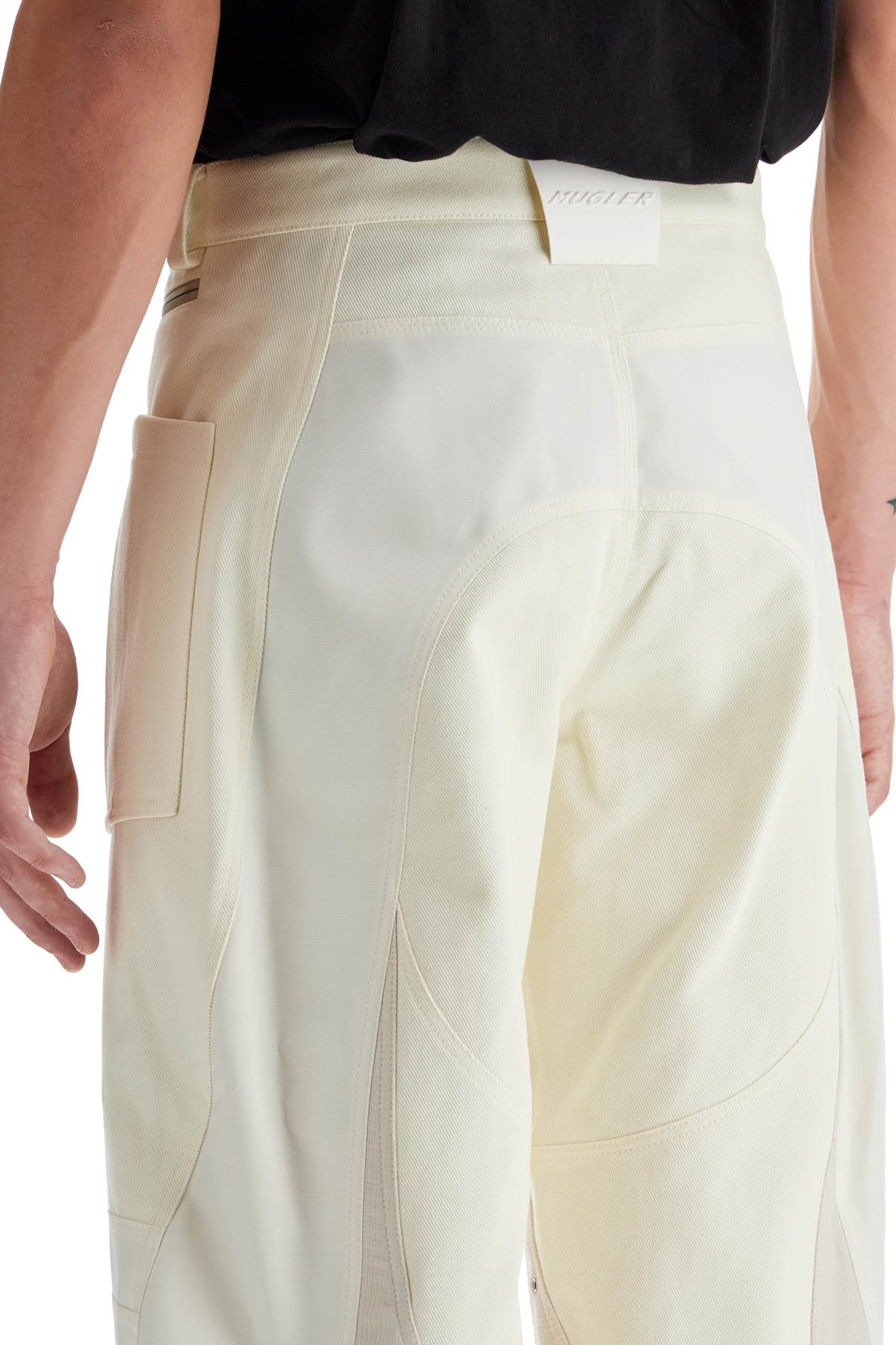 Shop Mugler Patchwork Cargo Pants With In Neutro