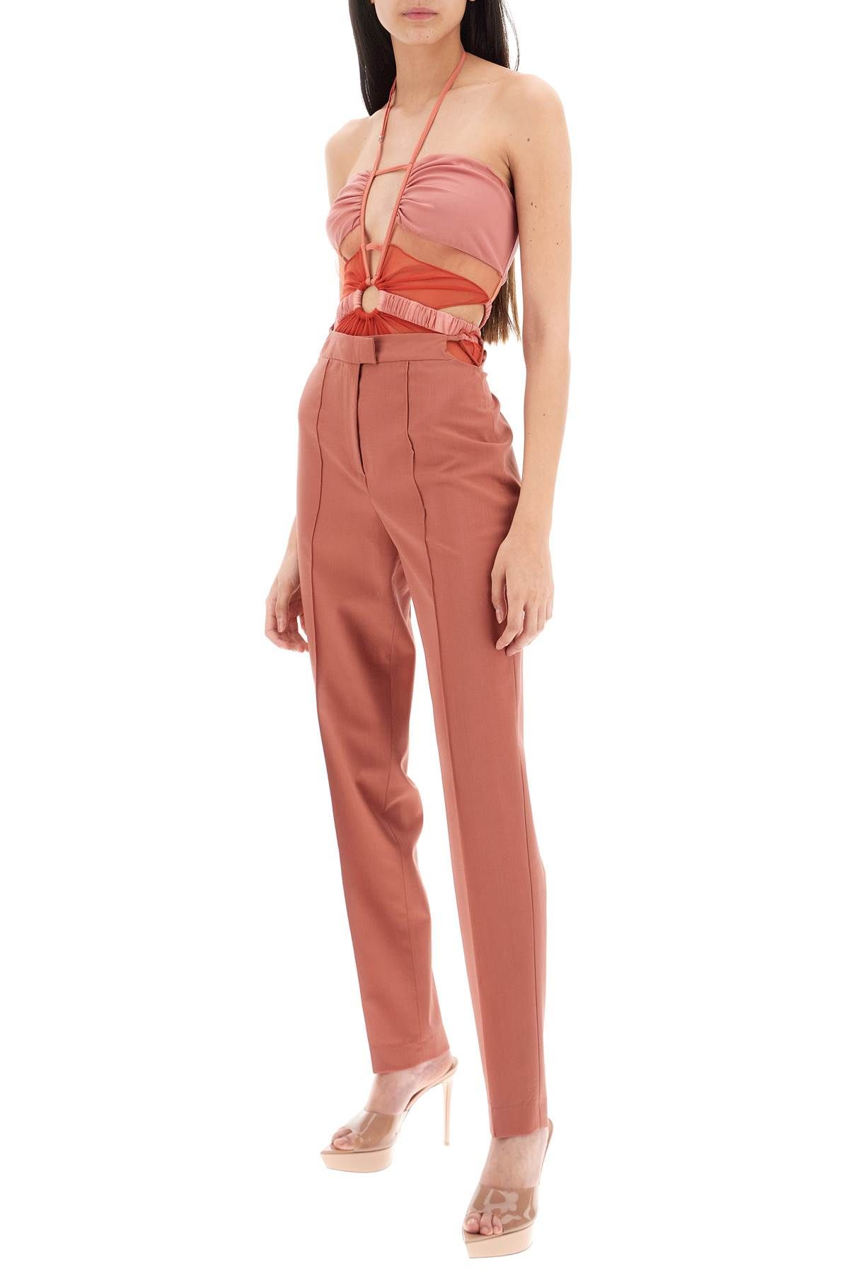 Shop Nensi Dojaka Cool Virgin Wool Pants With Heart-shaped Details In Red