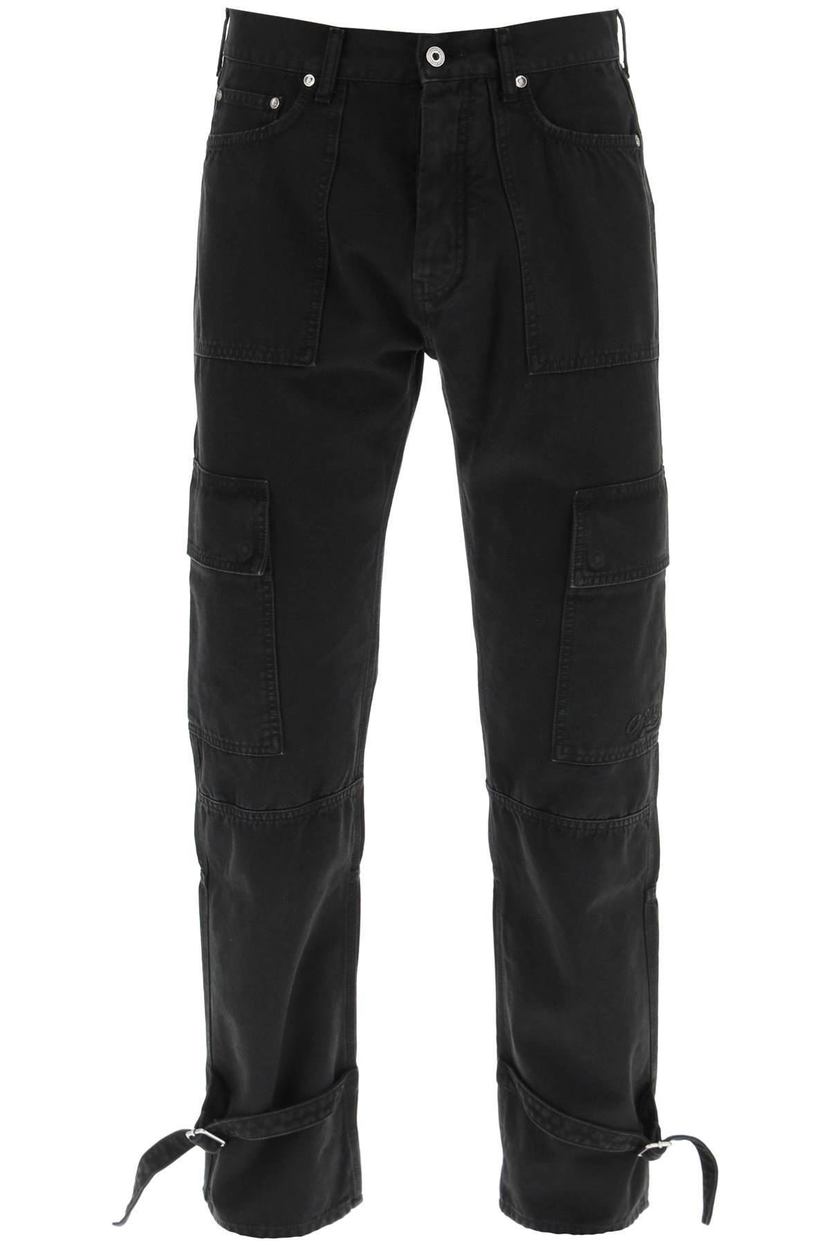 Shop Off-white Wave Off Canvas Cargo Pants In Black