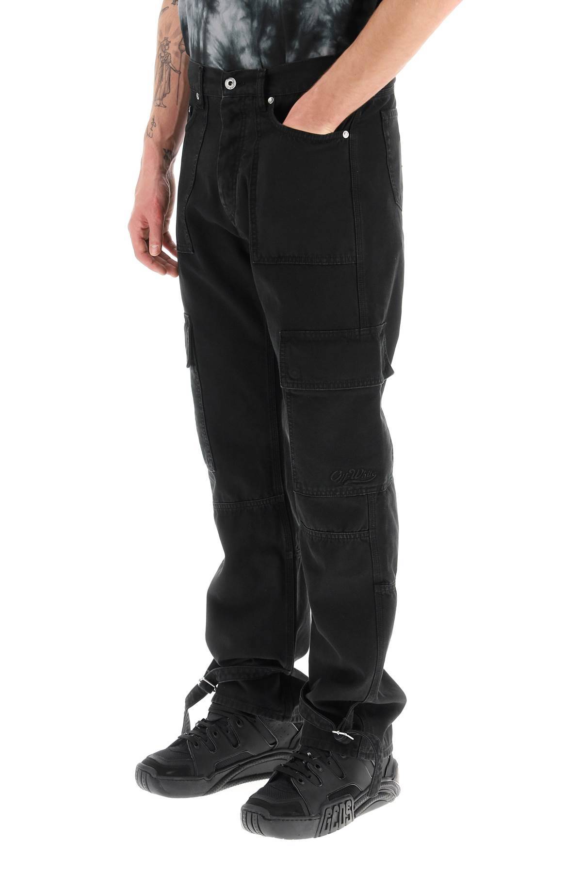 Shop Off-white Wave Off Canvas Cargo Pants In Black