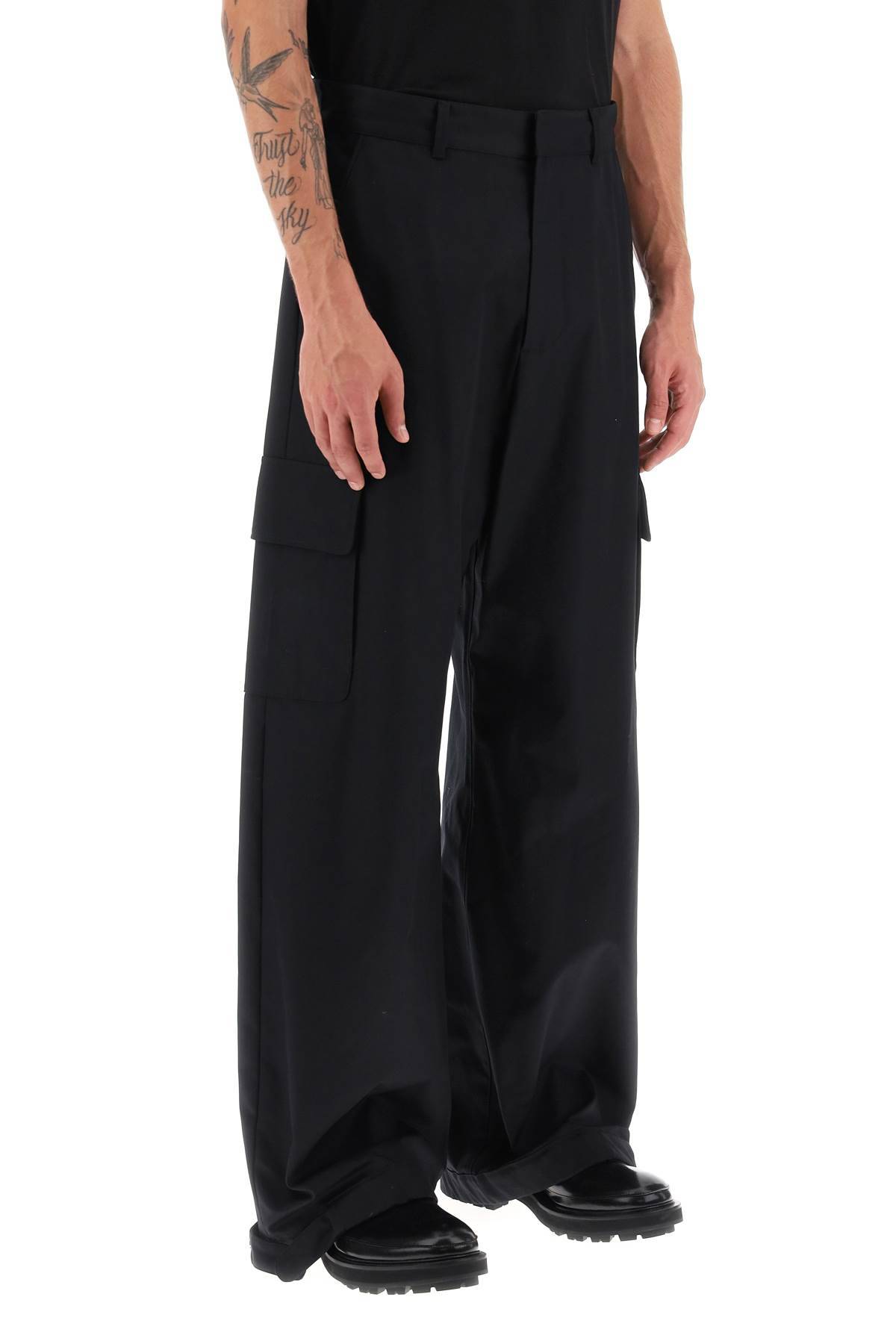 Shop Off-white Wide-leg Cargo Pants In Black