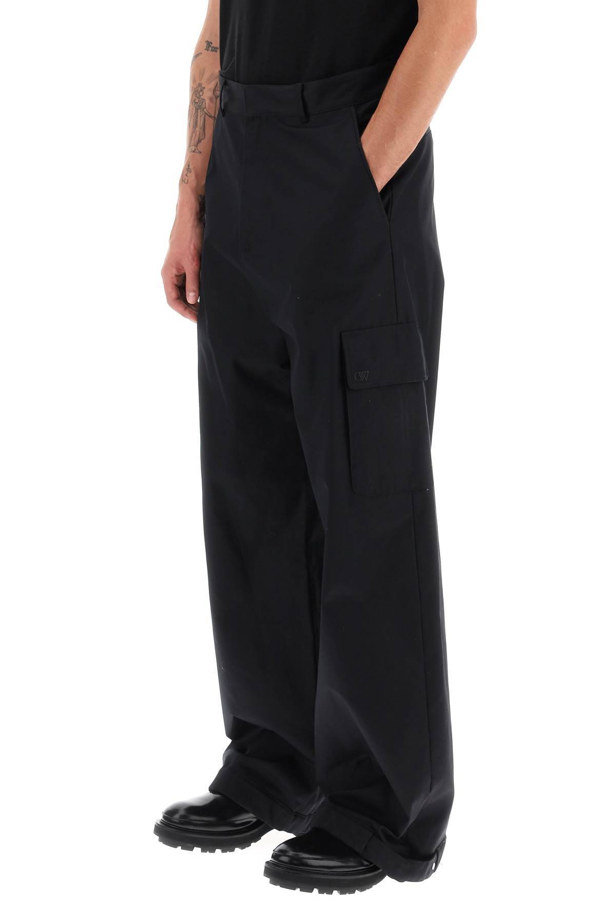 Shop Off-white Wide-leg Cargo Pants In Black