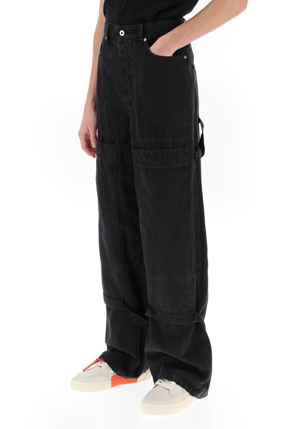 Shop Off-white Wide Leg Cargo Pants In Black