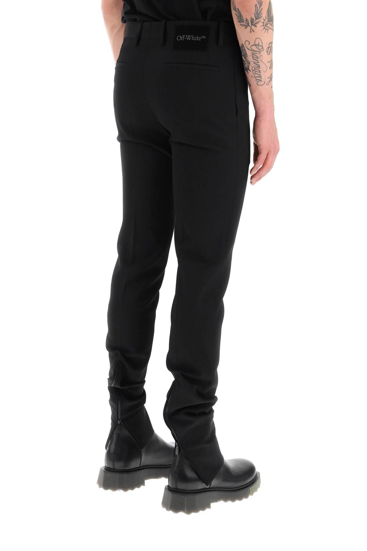 Shop Off-white Slim Tailored Pants With Zippered Ankle In Black