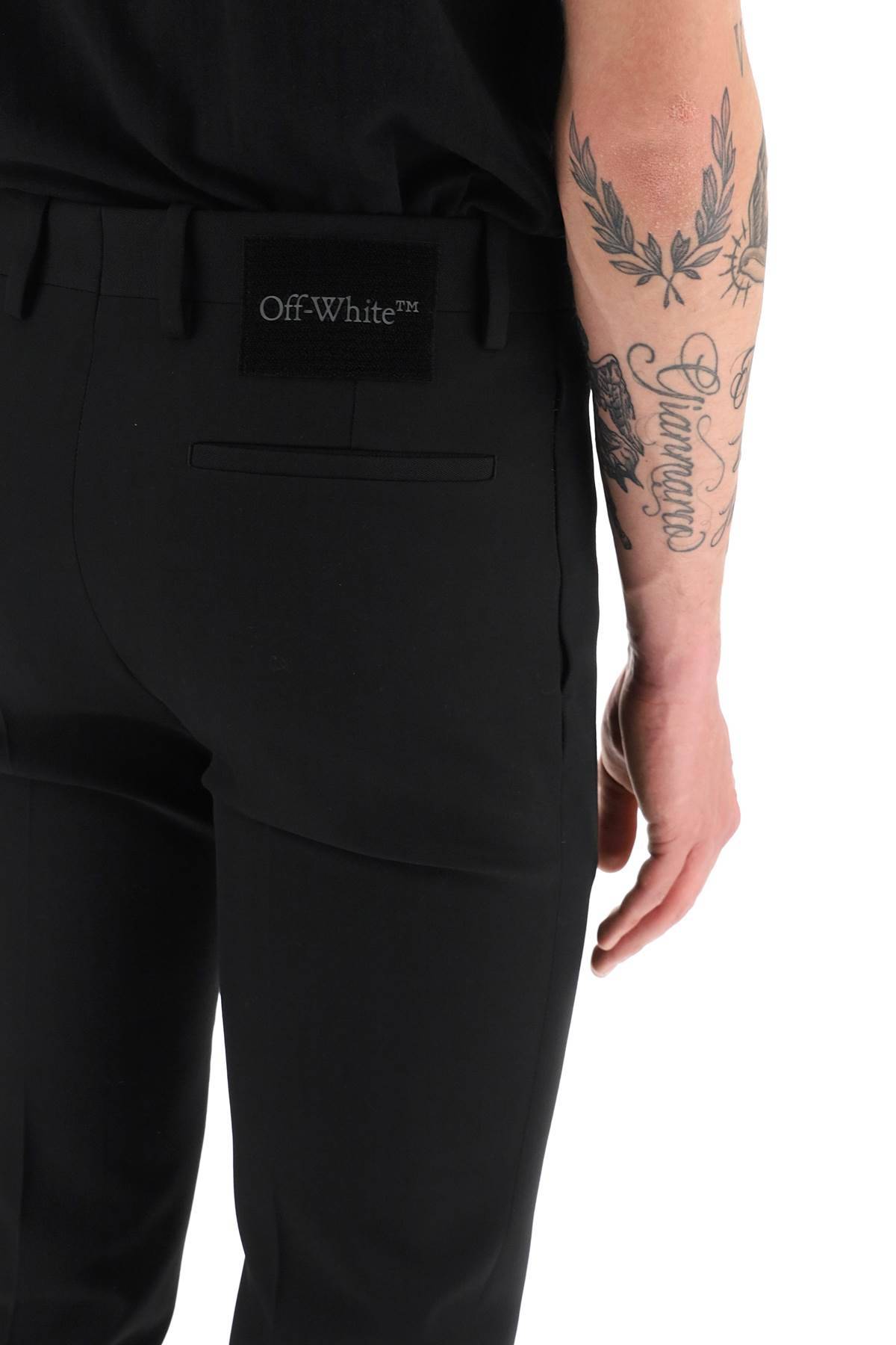 Shop Off-white Slim Tailored Pants With Zippered Ankle In Black