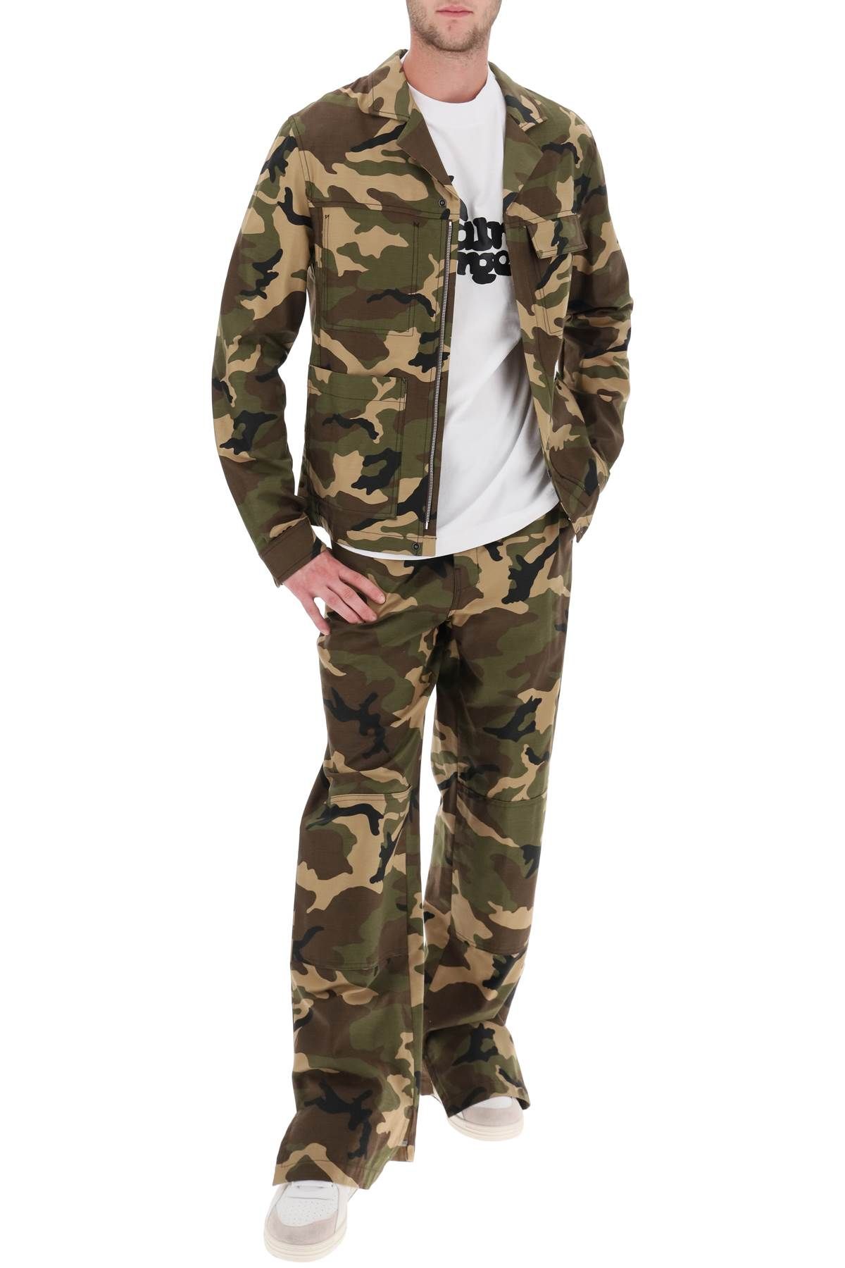 Shop Palm Angels Camouflage Workpants In Khaki,brown
