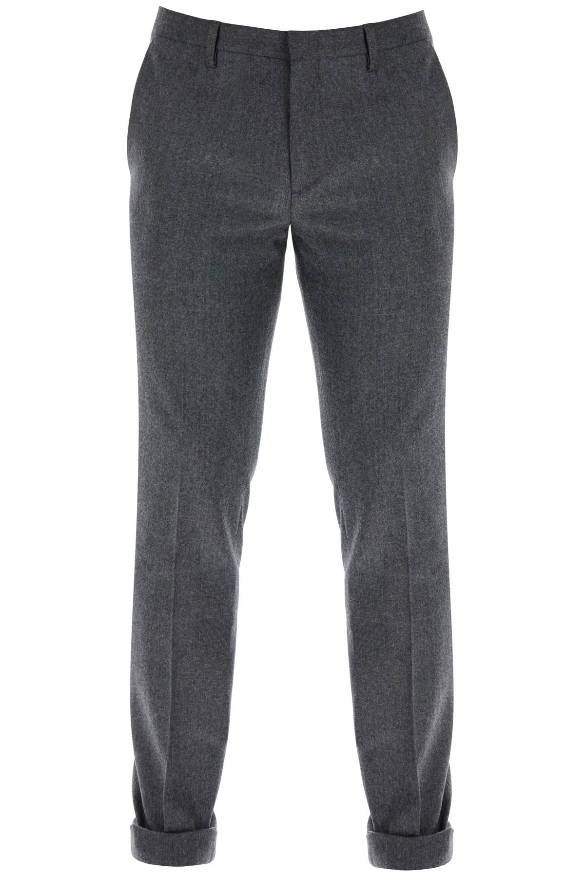 Shop Paul Smith Slim Fit Flannel Trousers In Eight In Grey