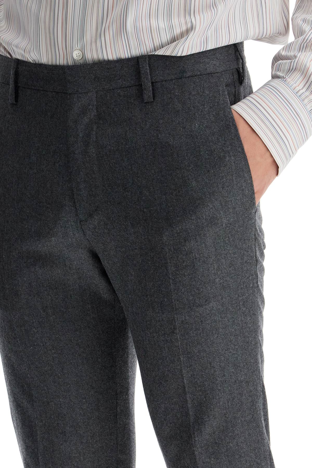 Shop Paul Smith Slim Fit Flannel Trousers In Eight In Grey