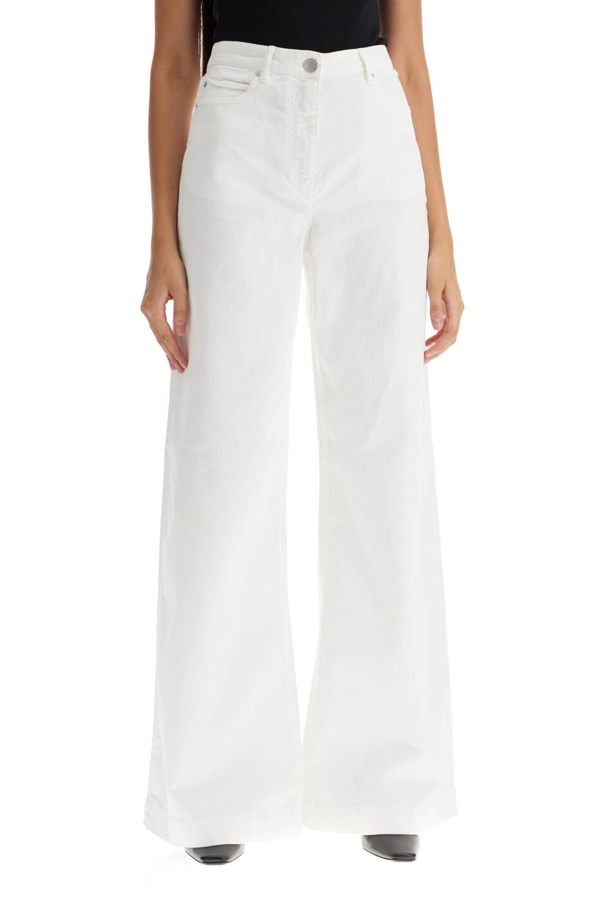 Shop Pinko Wide Leg Twill Trousers In Italian In White