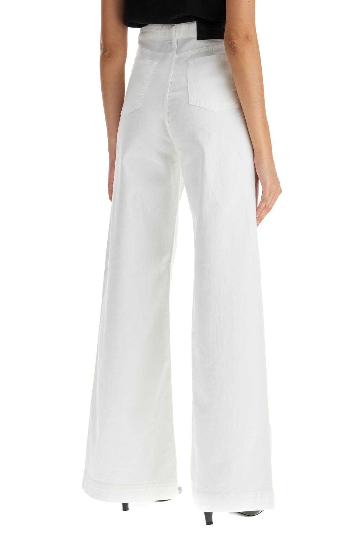 Shop Pinko Wide Leg Twill Trousers In Italian In White